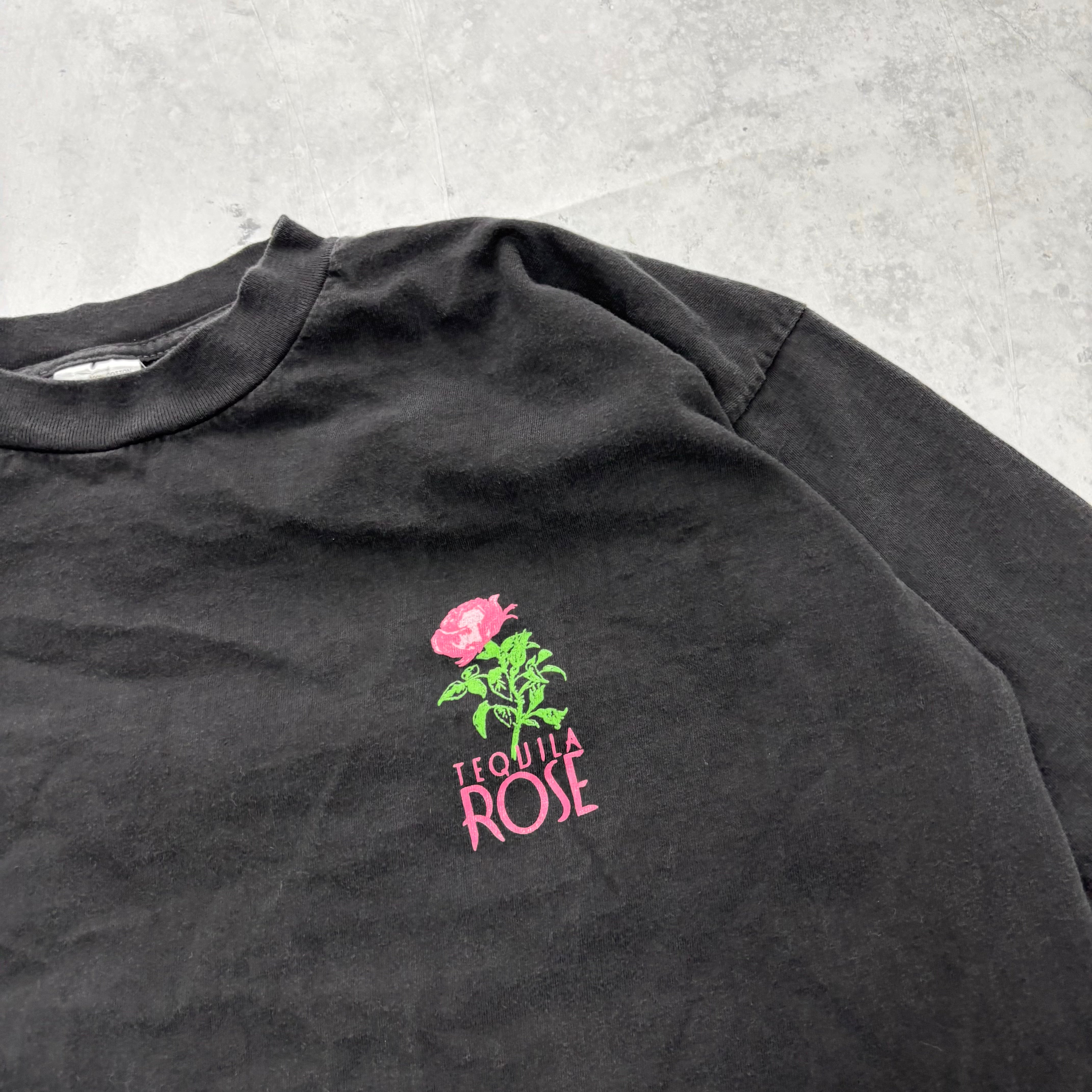 Vintage T Shirt Mens Large Black Single Stitch Graphic Print 90s Tequilla