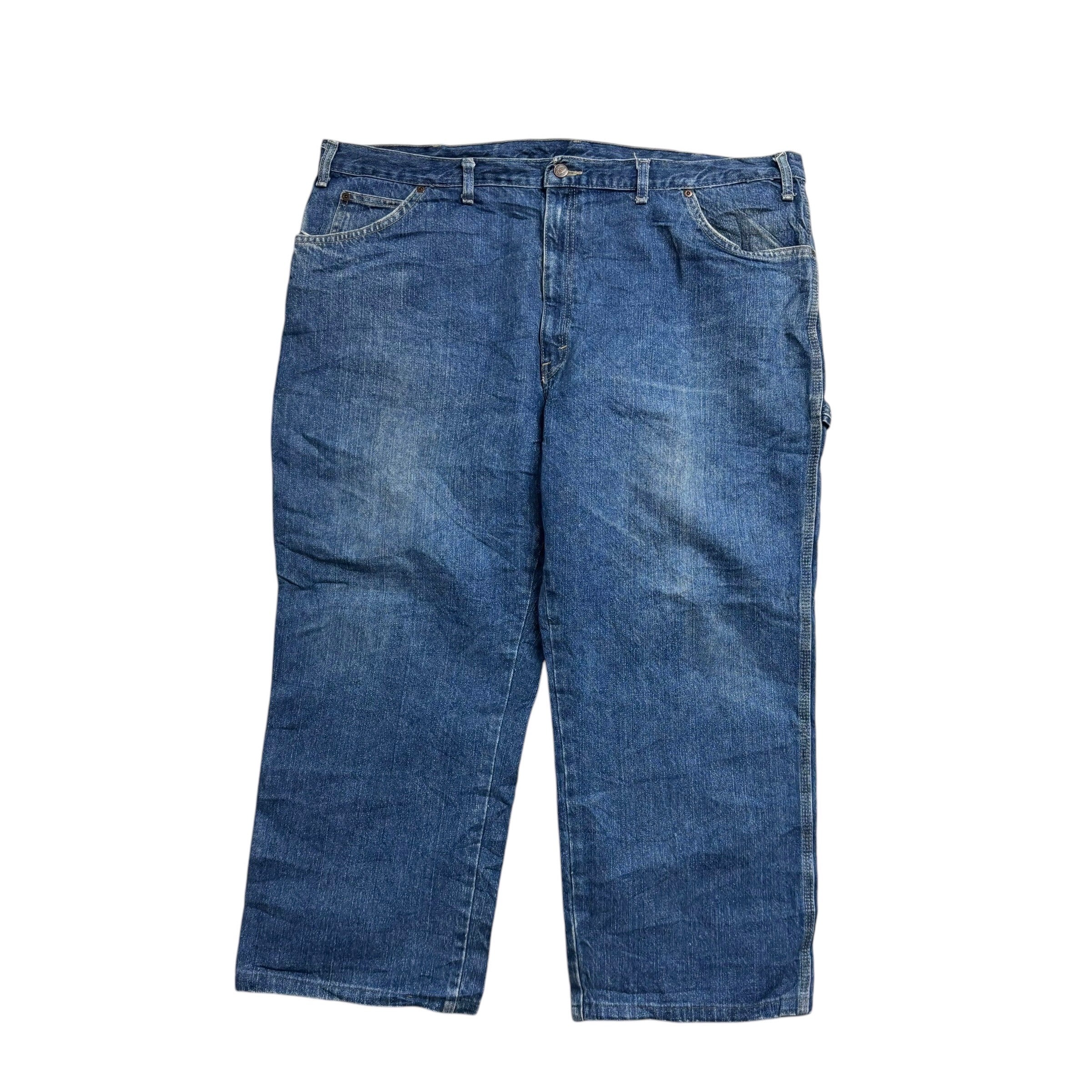 Dickies Carpenter Jeans W44 L26 Mens Mid Blue Relaxed Straight Fit Pants (E)