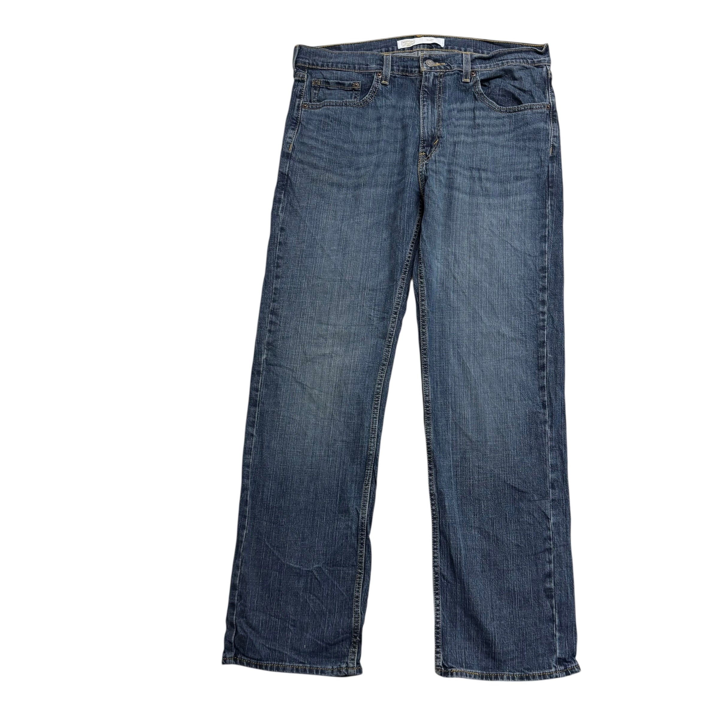 Levis Signature Jeans W36 L32 Mens Mid Blue Relaxed Straight Stretch Denim (E)