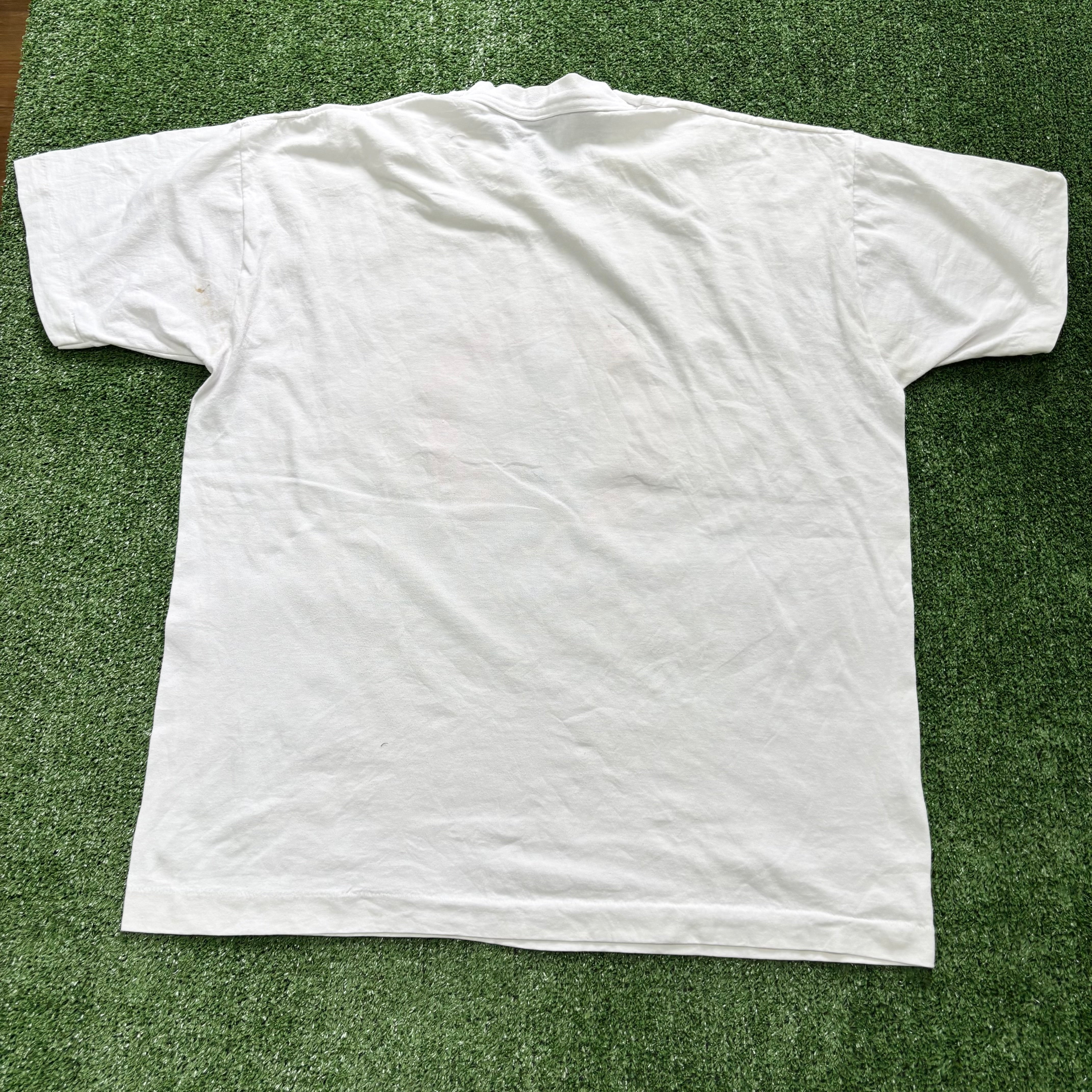 Vintage T Shirt Mens XL White Single Stitch Graphic Print 90s Baseball (F)