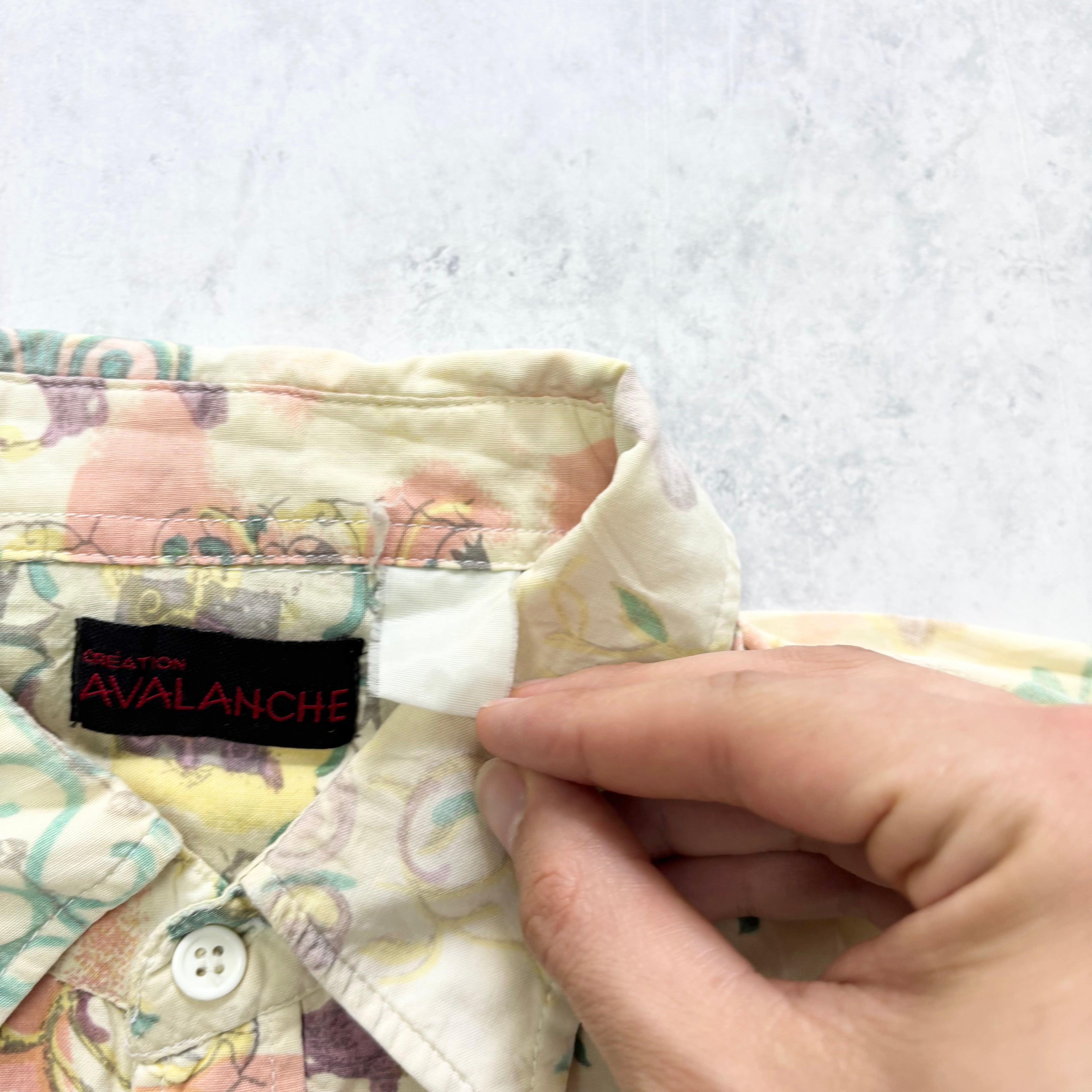 Vintage Hawaiian Shirt Mens Large Yellow Floral Aloha Short Sleeve (E)