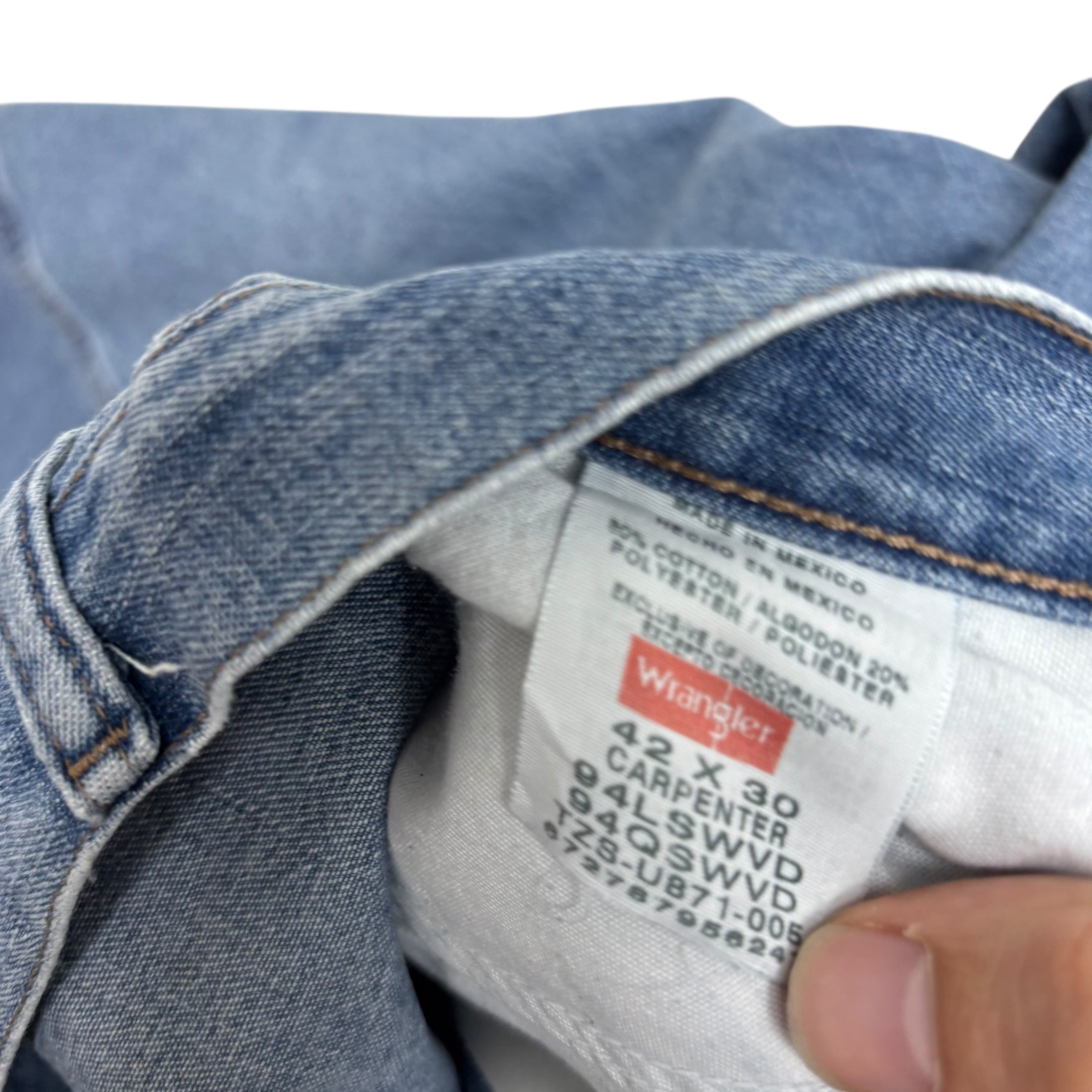 Wrangler Carpenter Jeans W42 L30 Mens Light Blue Relaxed Baggy Fit Denim (E)