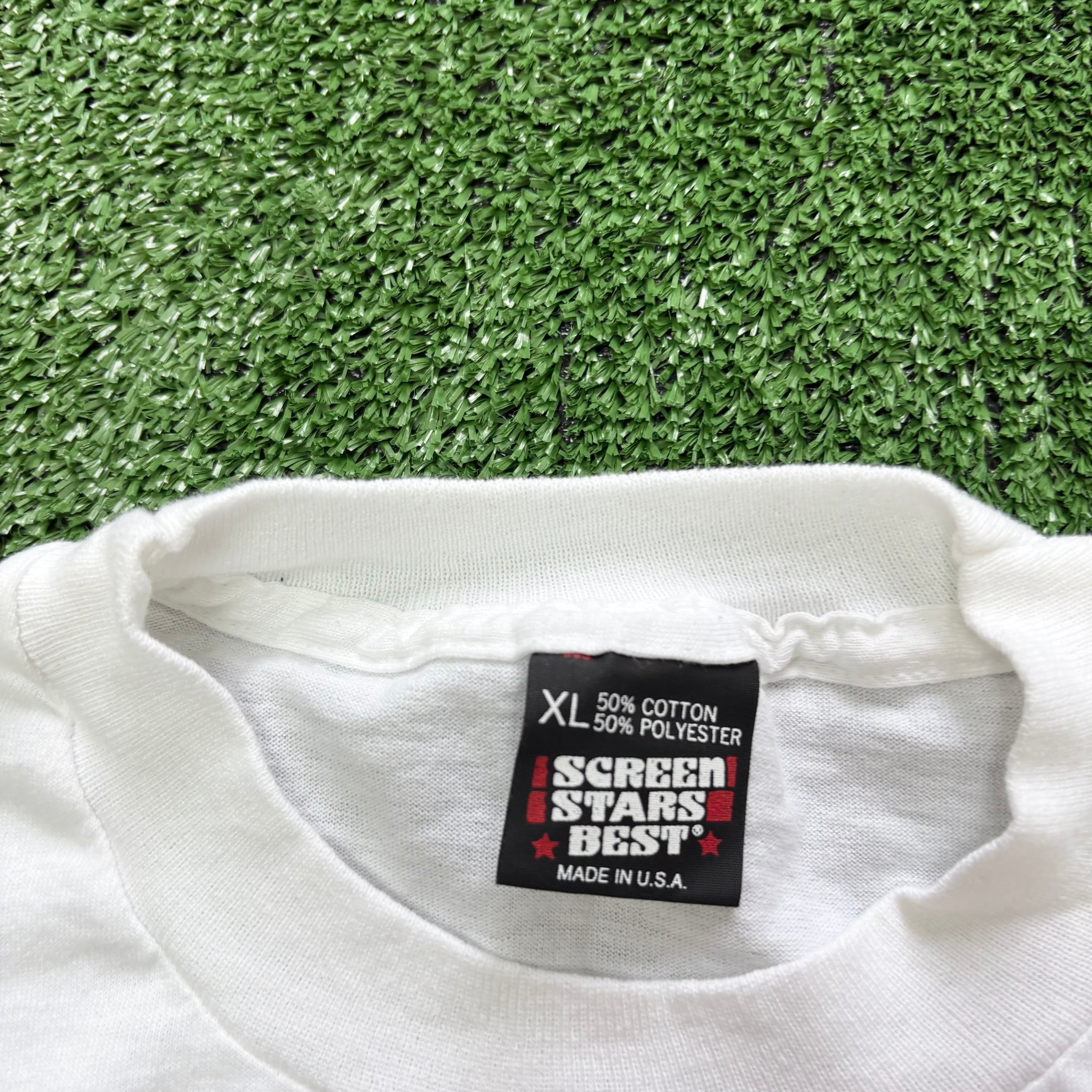 Vintage T Shirt Mens Large White Single Stitch Graphic Print 90s USA (E)