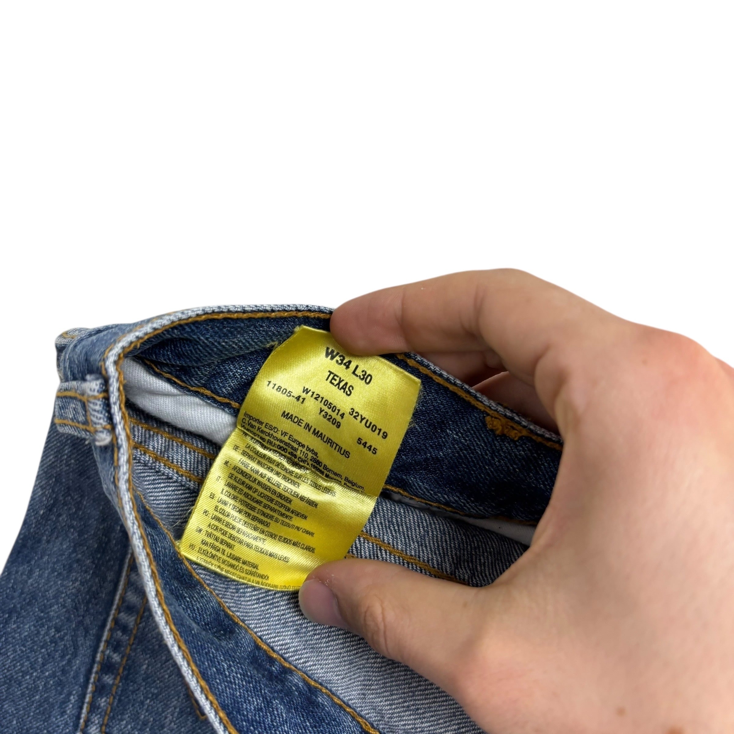 Wrangler Texas Jeans W33 L30 Mens Mid Blue Regular Straight Fit Denim (F)