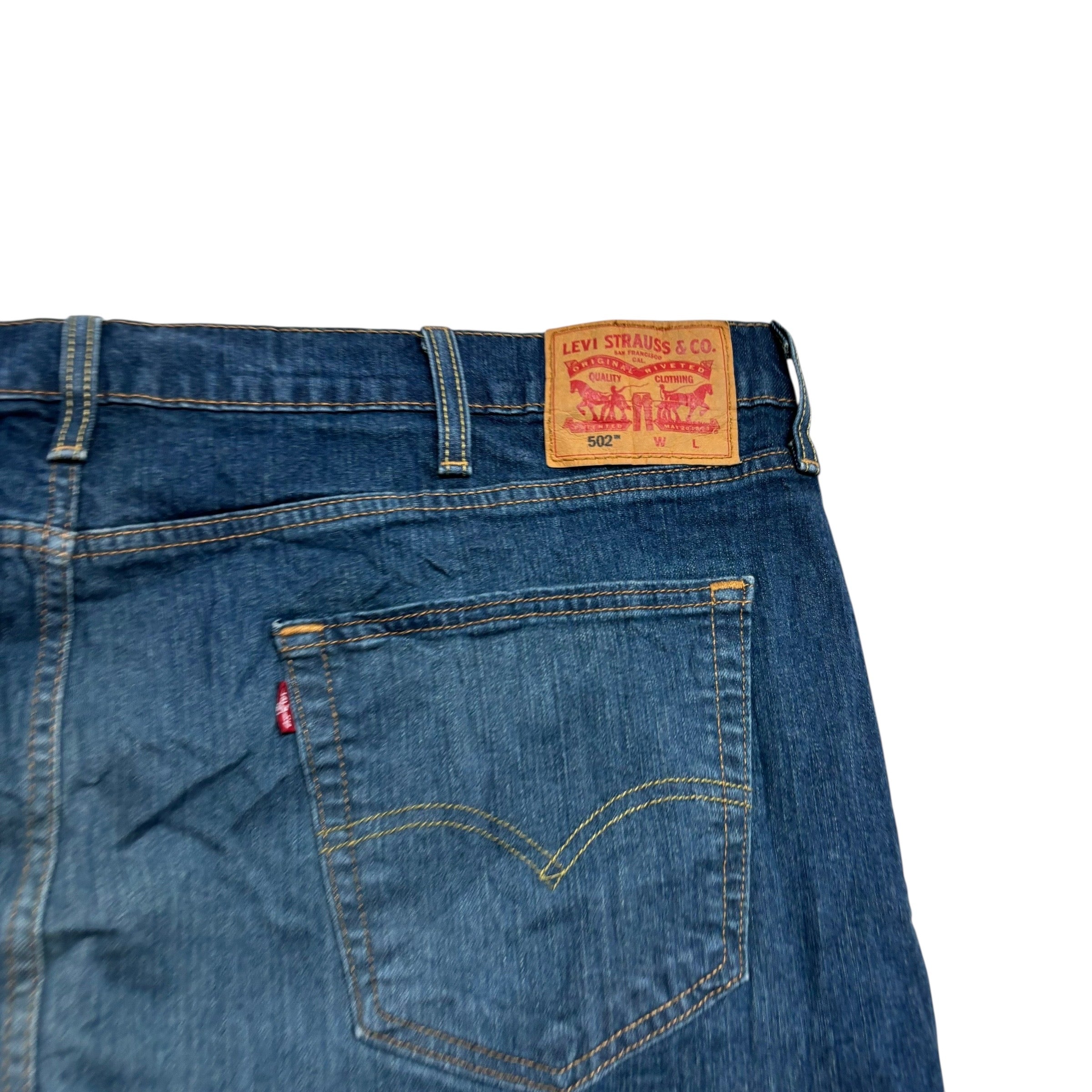 Levis 502 Jeans W46 L29 Mens Dark Blue Regular Tapered Fit Stretch Denim (E)