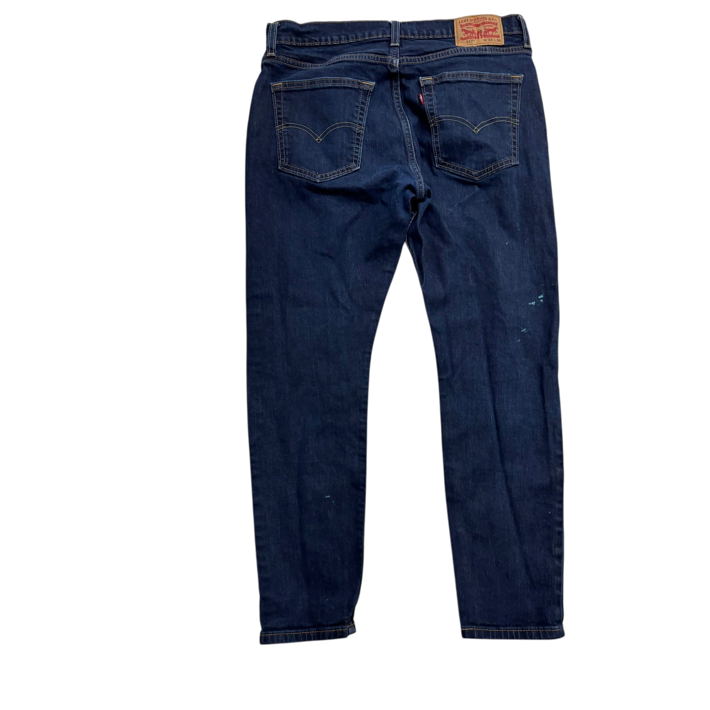 Levis 512 Jeans W32 L29 Mens Dark Blue Slim Tapered Fit Stretch Denim (F)