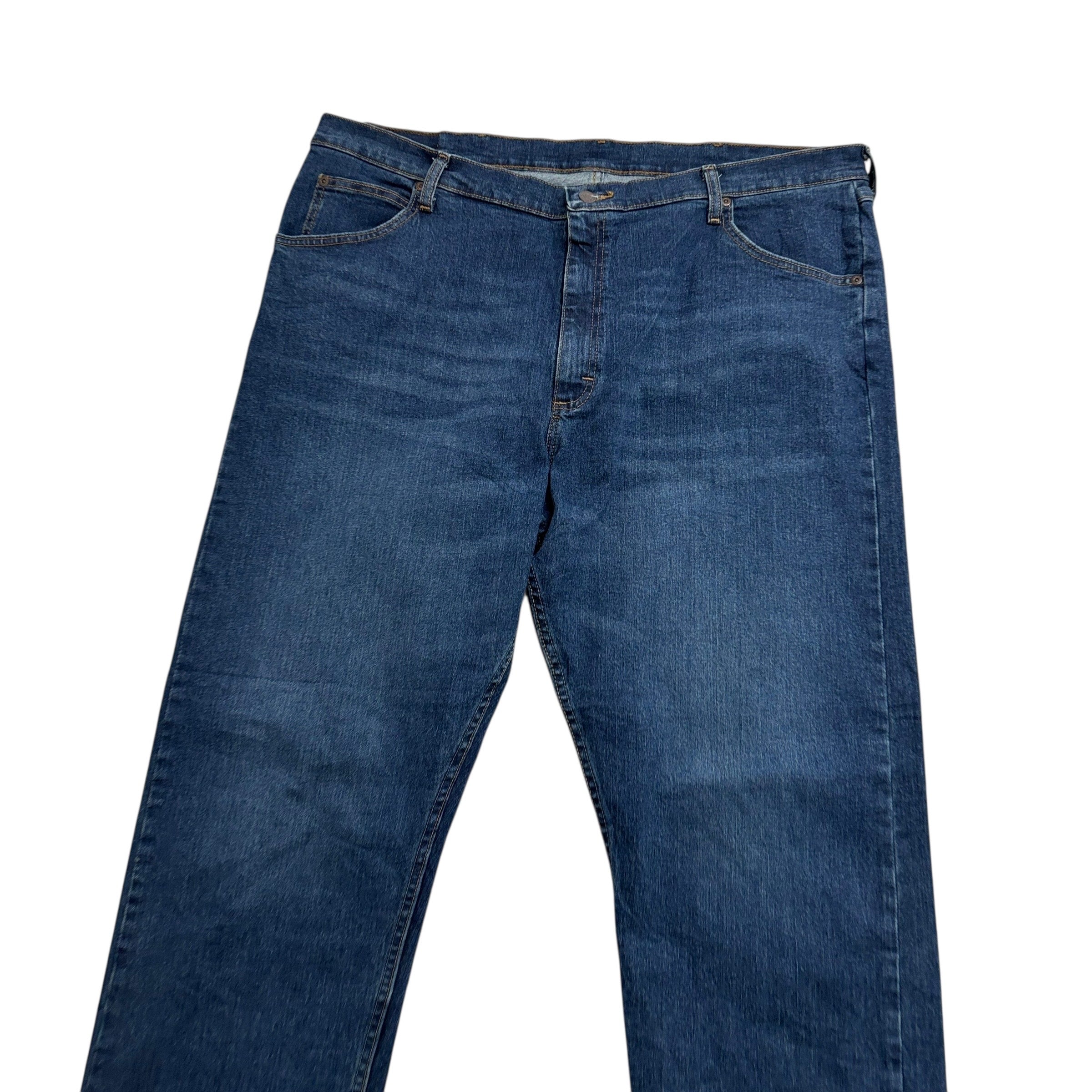 Wrangler Jeans W42 L30 Mens Dark Blue Relaxed Straight Fit Stretch Denim (E)