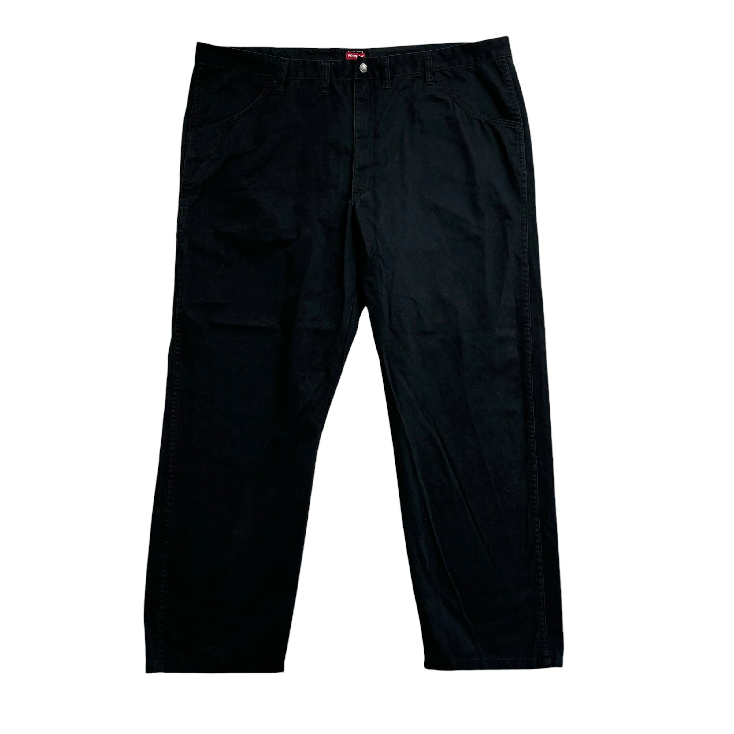 Wrangler Trousers W44 L30 Mens Black Relaxed Straight Fit Cotton Pants