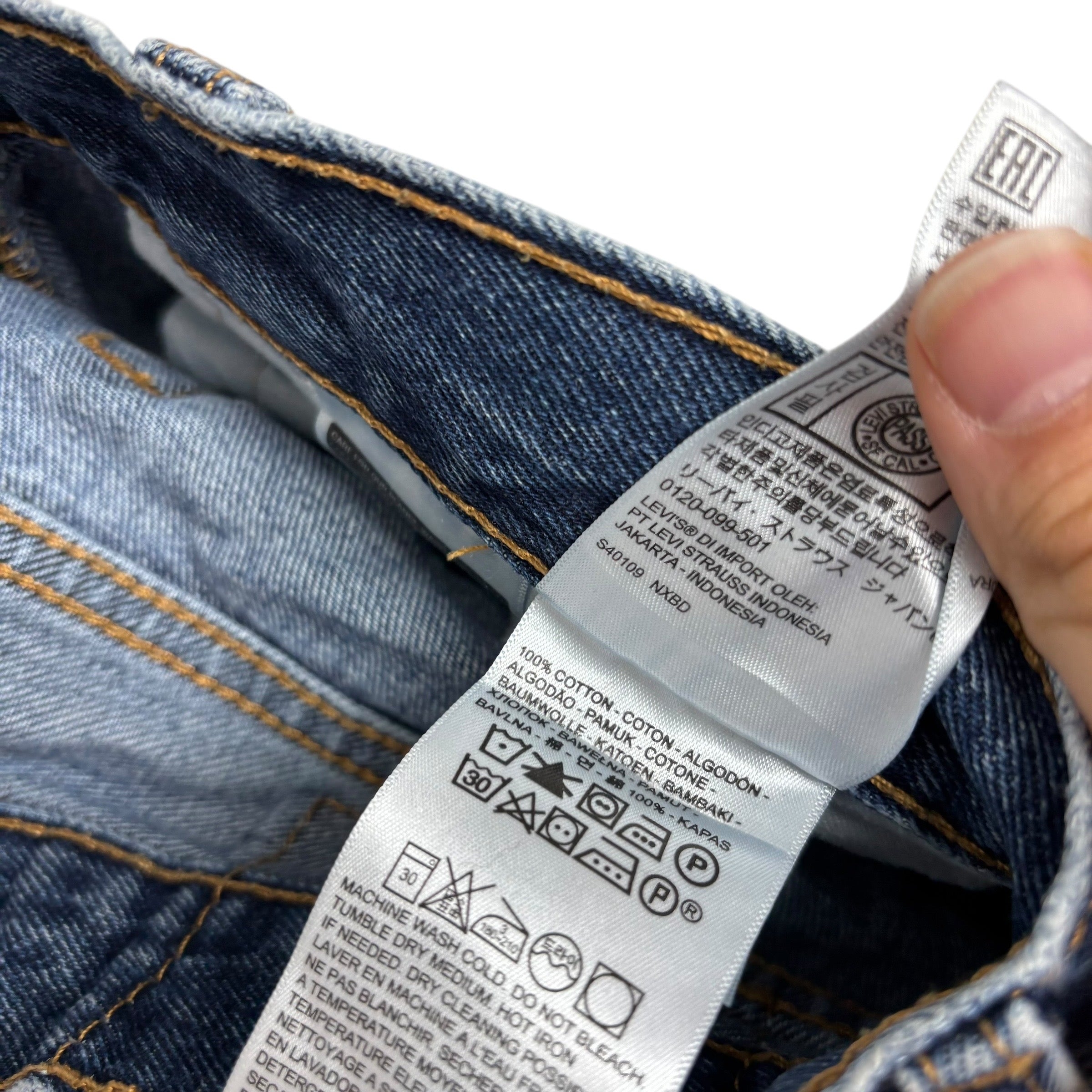 Levis 505 Jeans W30 L32 Mens Mid Blue Regular Straight Fit Denim (E)