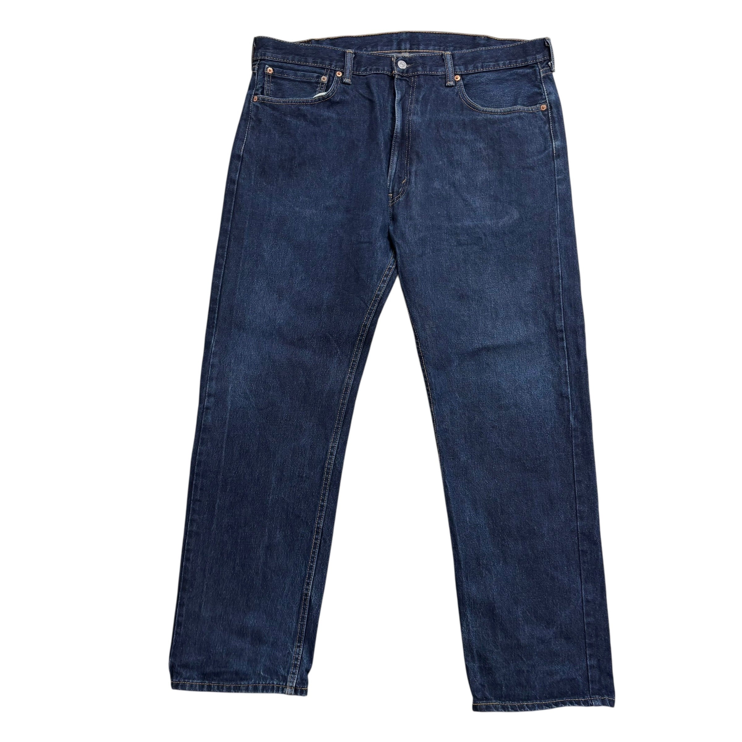 Levis 505 Jeans W40 L32 Mens Dark Blue Regular Straight Fit Denim (E)