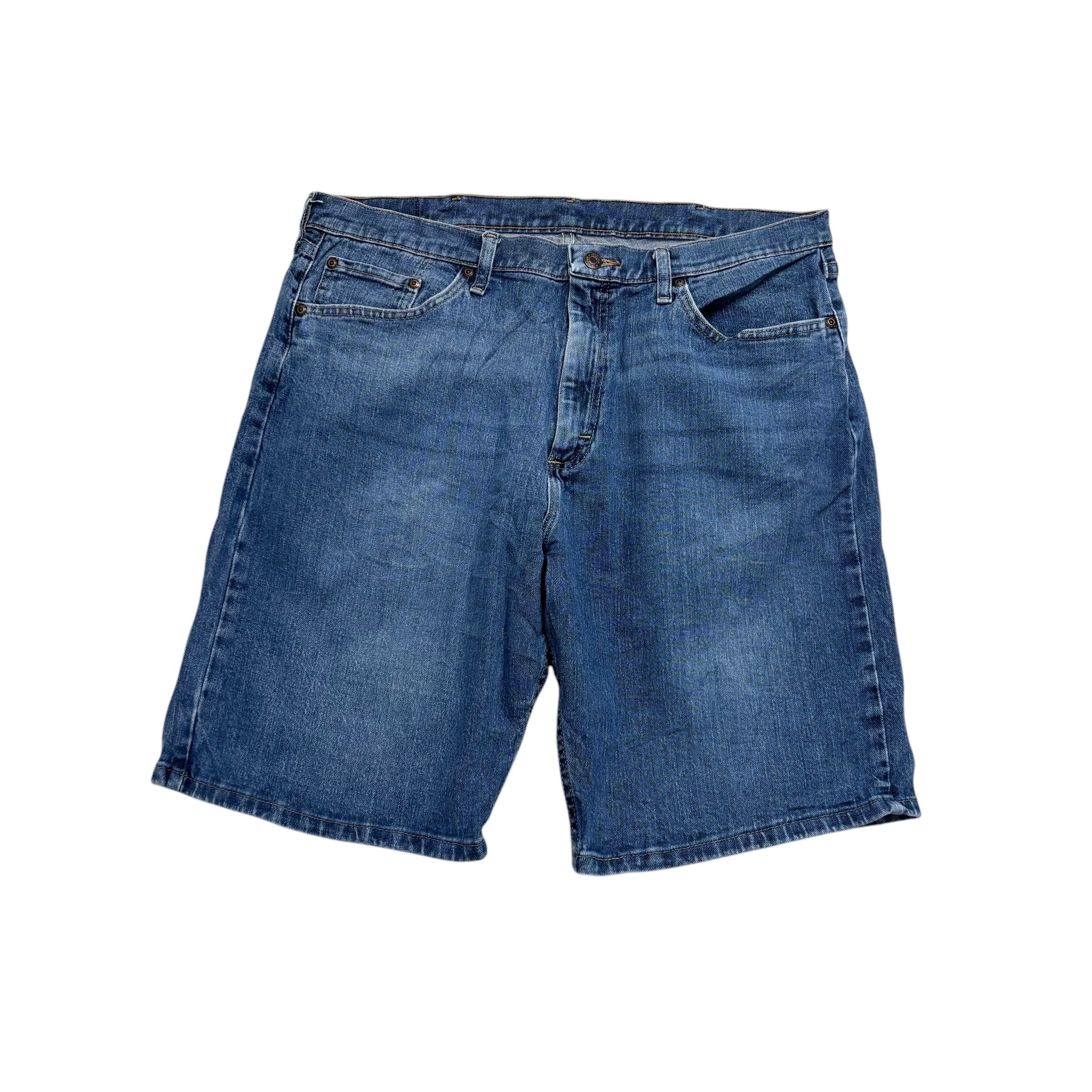 Wrangler Baggy Jorts W36 Mens Denim Shorts Mid Blue Relaxed Fit Stretch (E)
