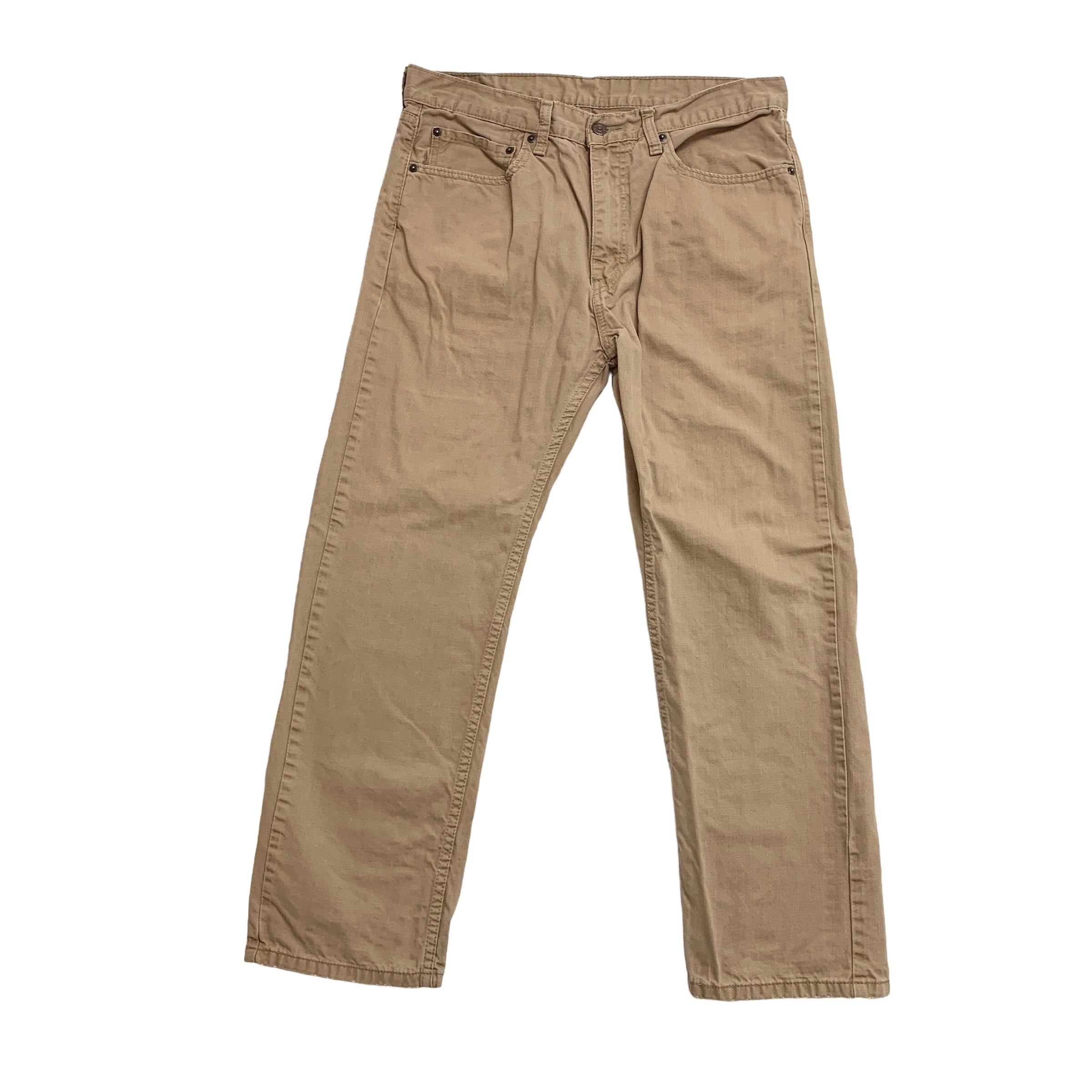 Levis 505 Trousers W34 L28 Mens Beige Tan Regular Straight Fit Cotton Pants