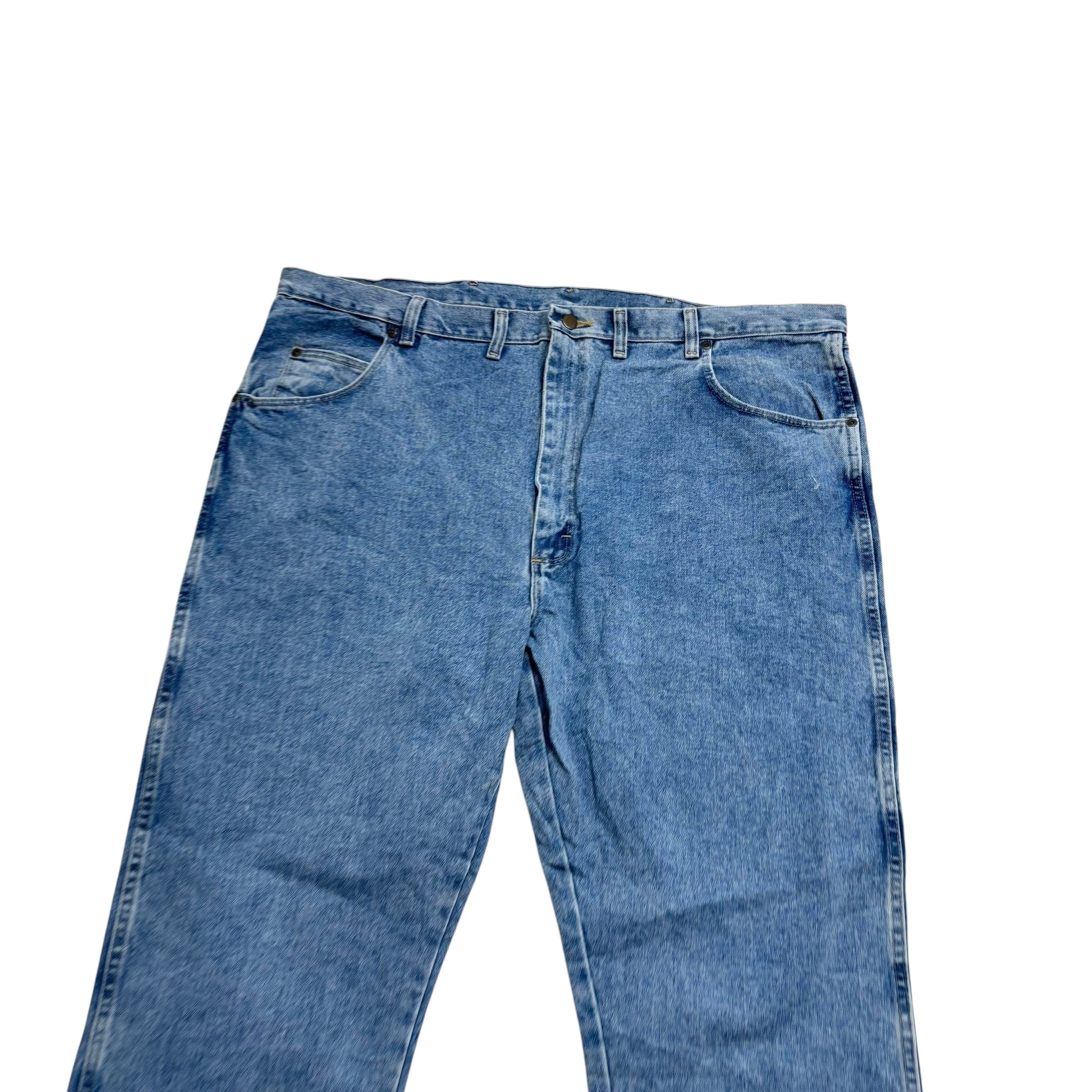 Wrangler Jeans W46 L30 Mens Light Blue Relaxed Straight Fit Vintage Denim (E)