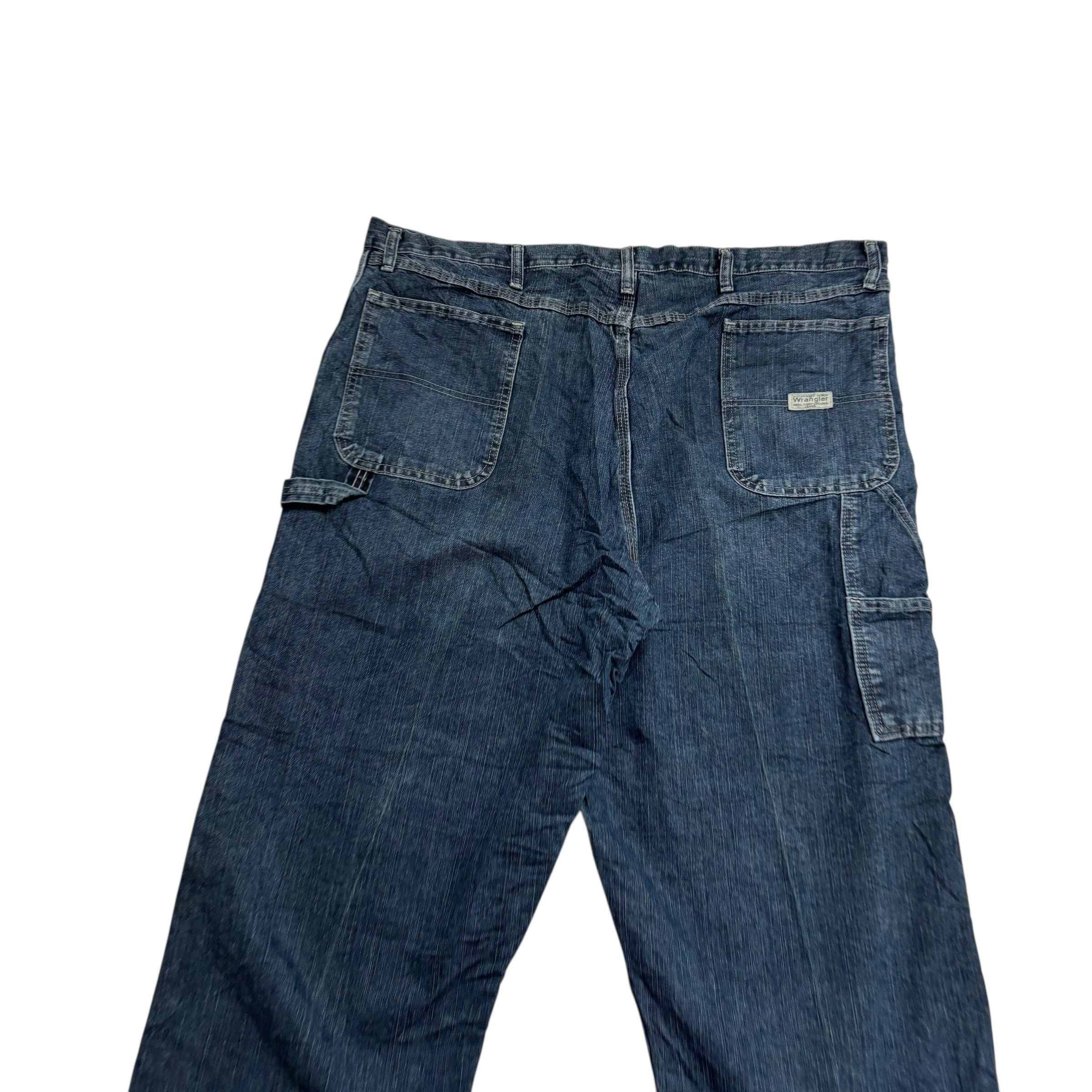 Wrangler Carpenter Jeans W44 L32 Mens Dark Blue Relaxed Straight Fit Denim (E)