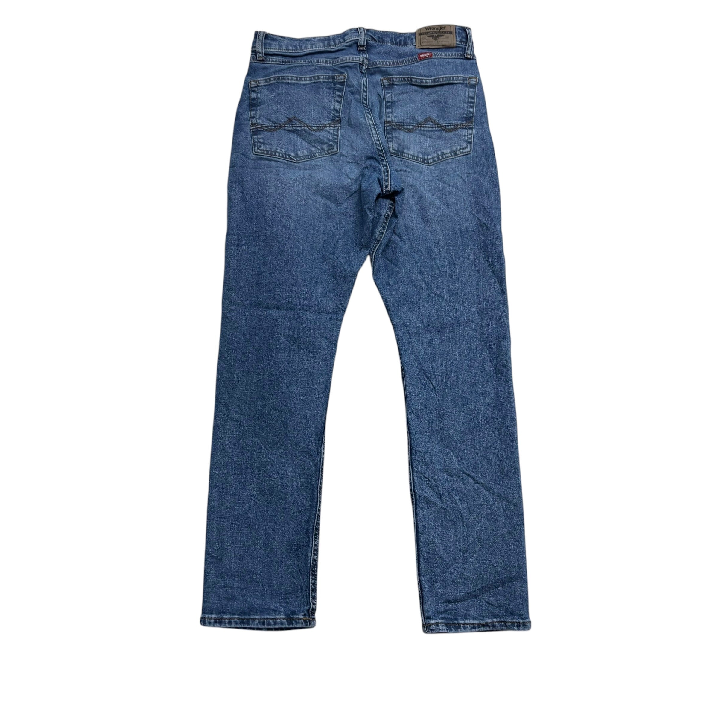 Wrangler Jeans W29 L30 Mens Mid Blue Athletic Tapered Fit Stretch Denim (E)