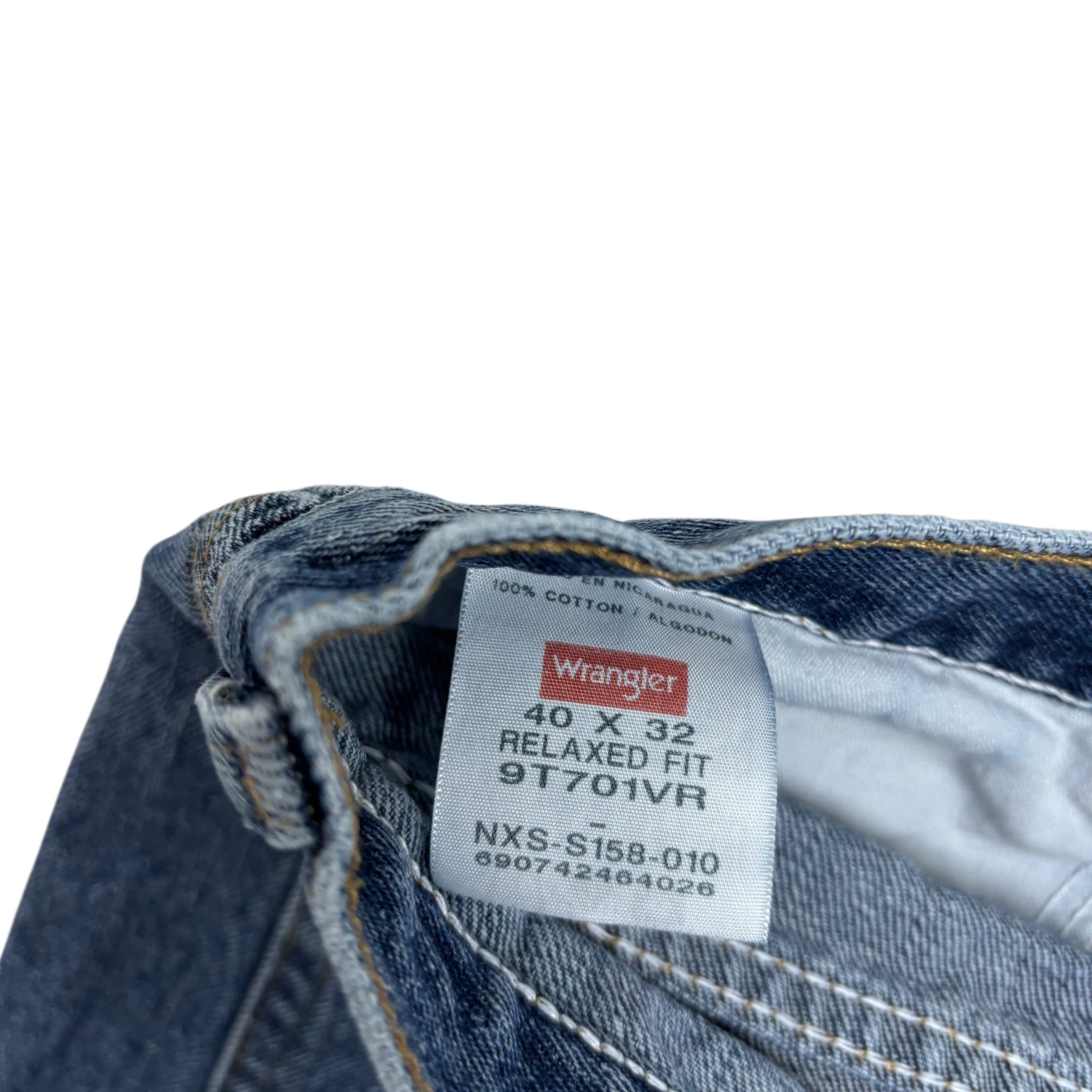 Wrangler Jeans W40 L32 Mens Mid Blue Relaxed Straight Fit Denim (E)