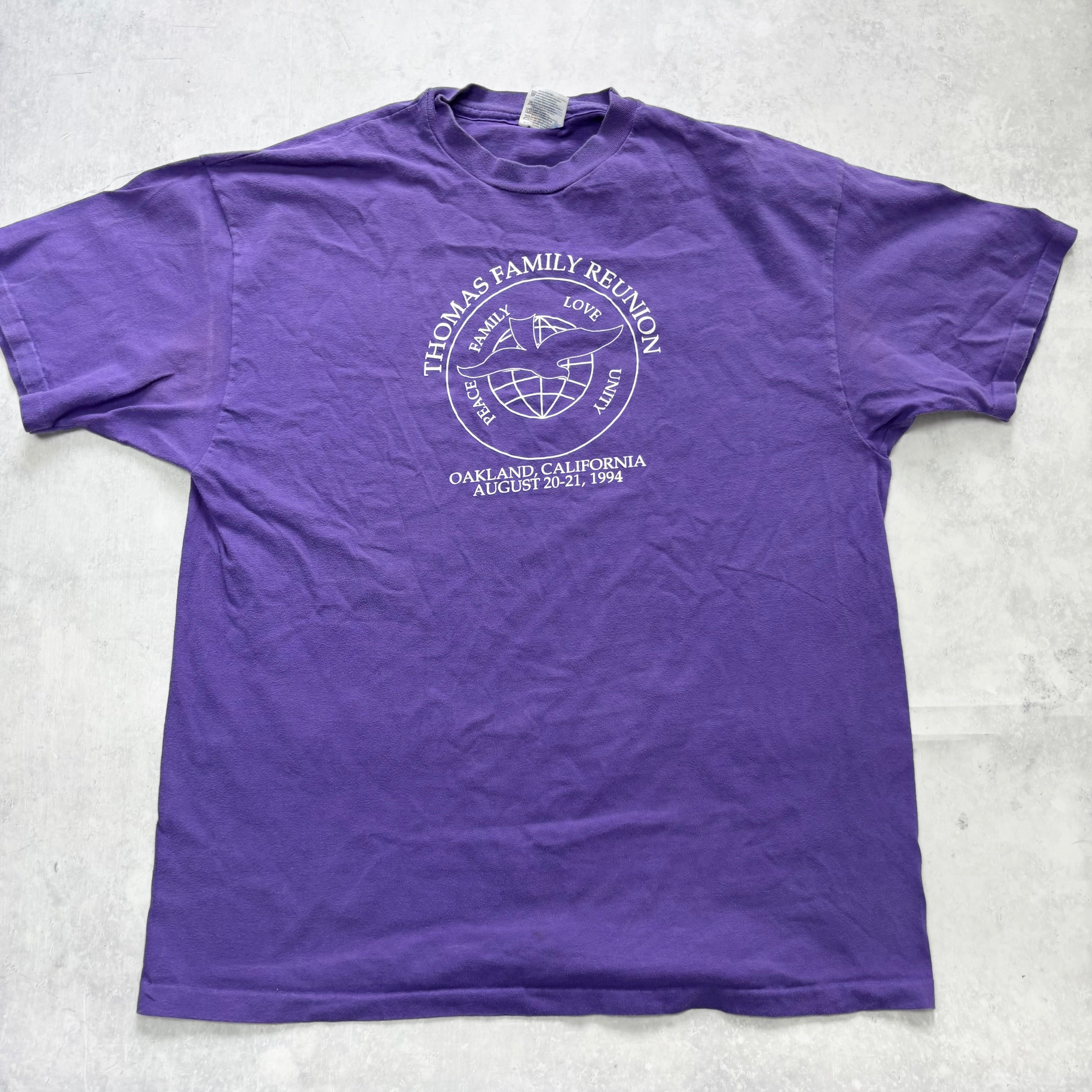 Vintage T Shirt Mens XL Purple Single Stitch Graphic Print 90s USA Reunion