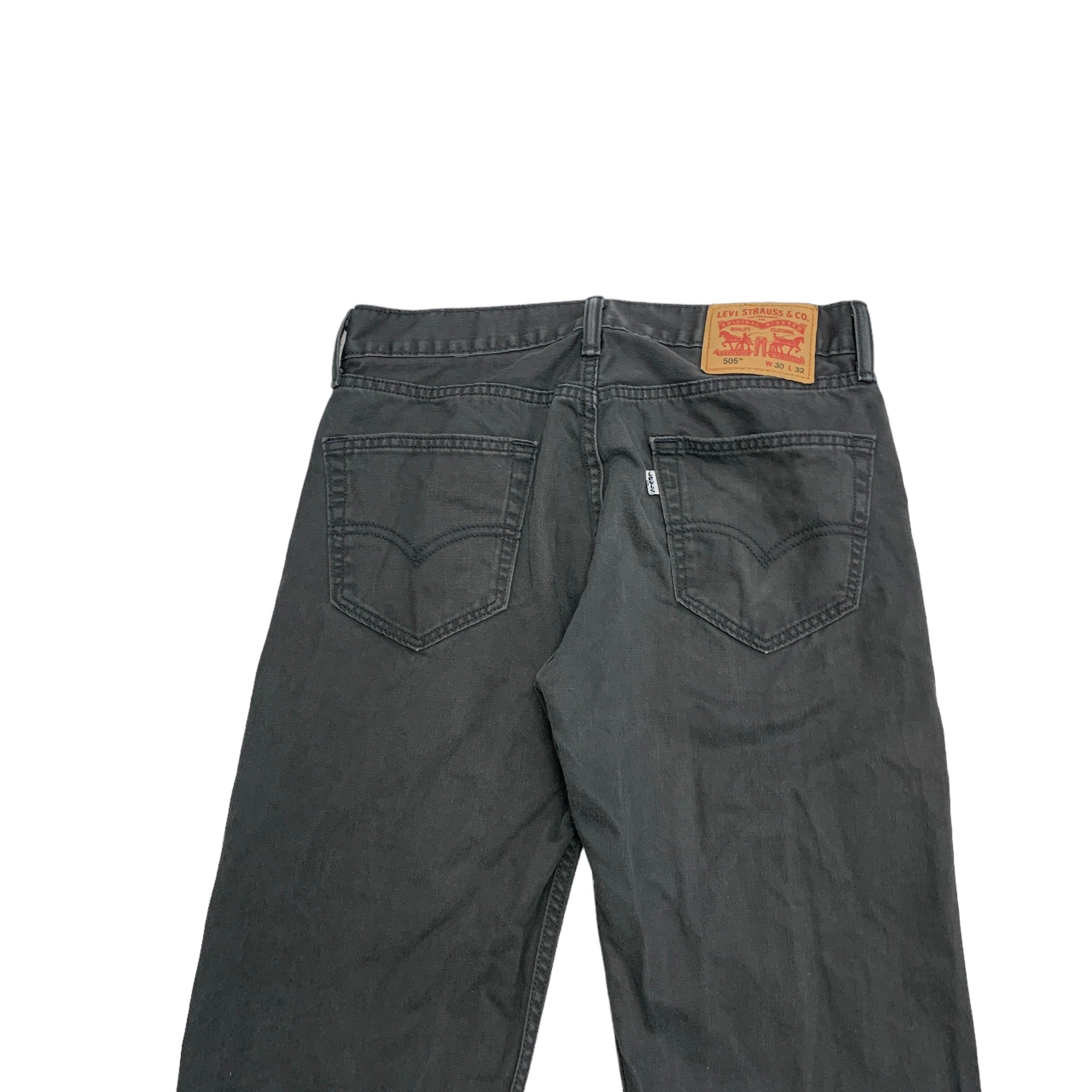 Levis 505 Trousers W30 L32 Mens Grey Regular Straight Fit Cotton Pants