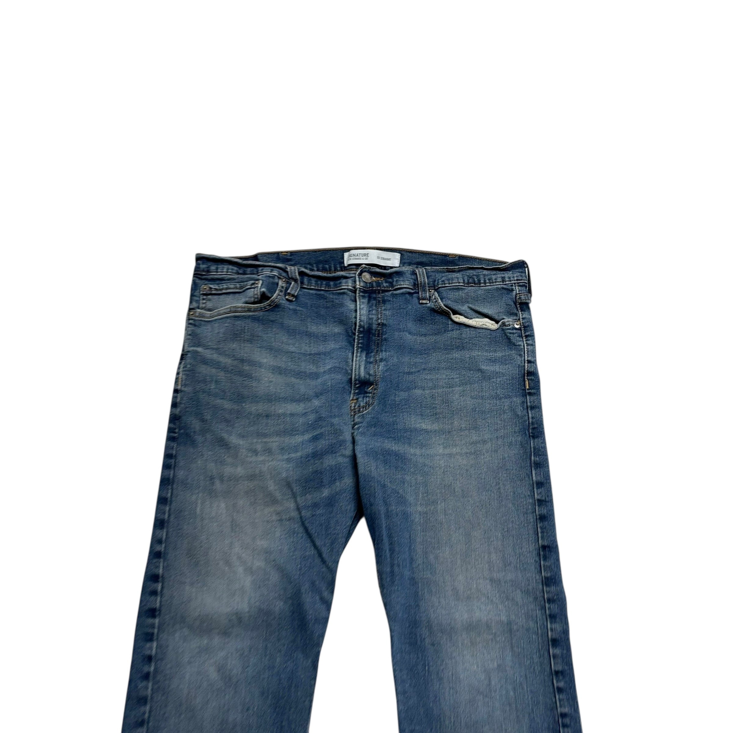 Levis Signature Jeans W38 L29 Mens Mid Blue Regular Straight Fit Stretch Denim