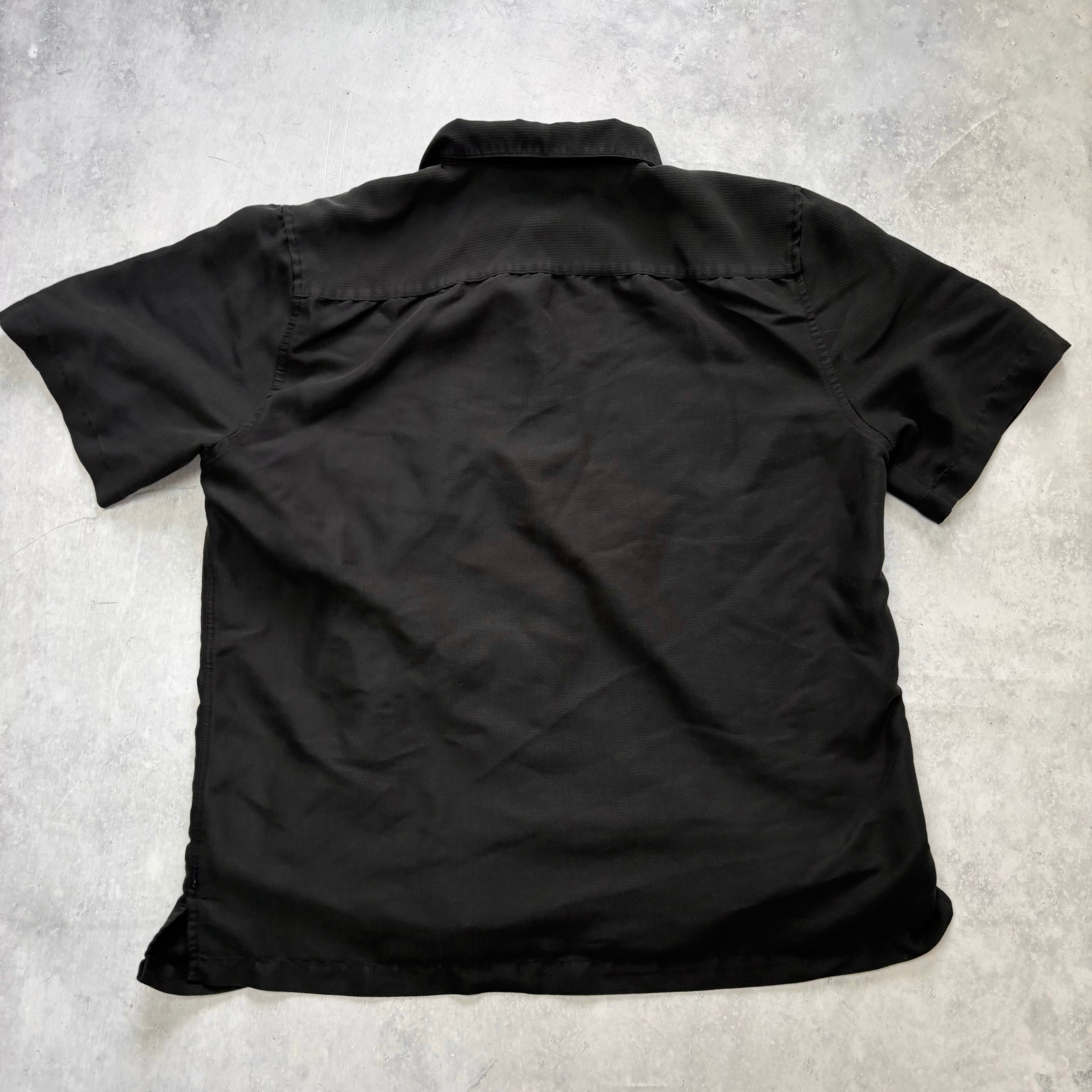 Vintage Hawaiian Shirt Mens Medium Black Floral Aloha Short Sleeve Rayon (E)