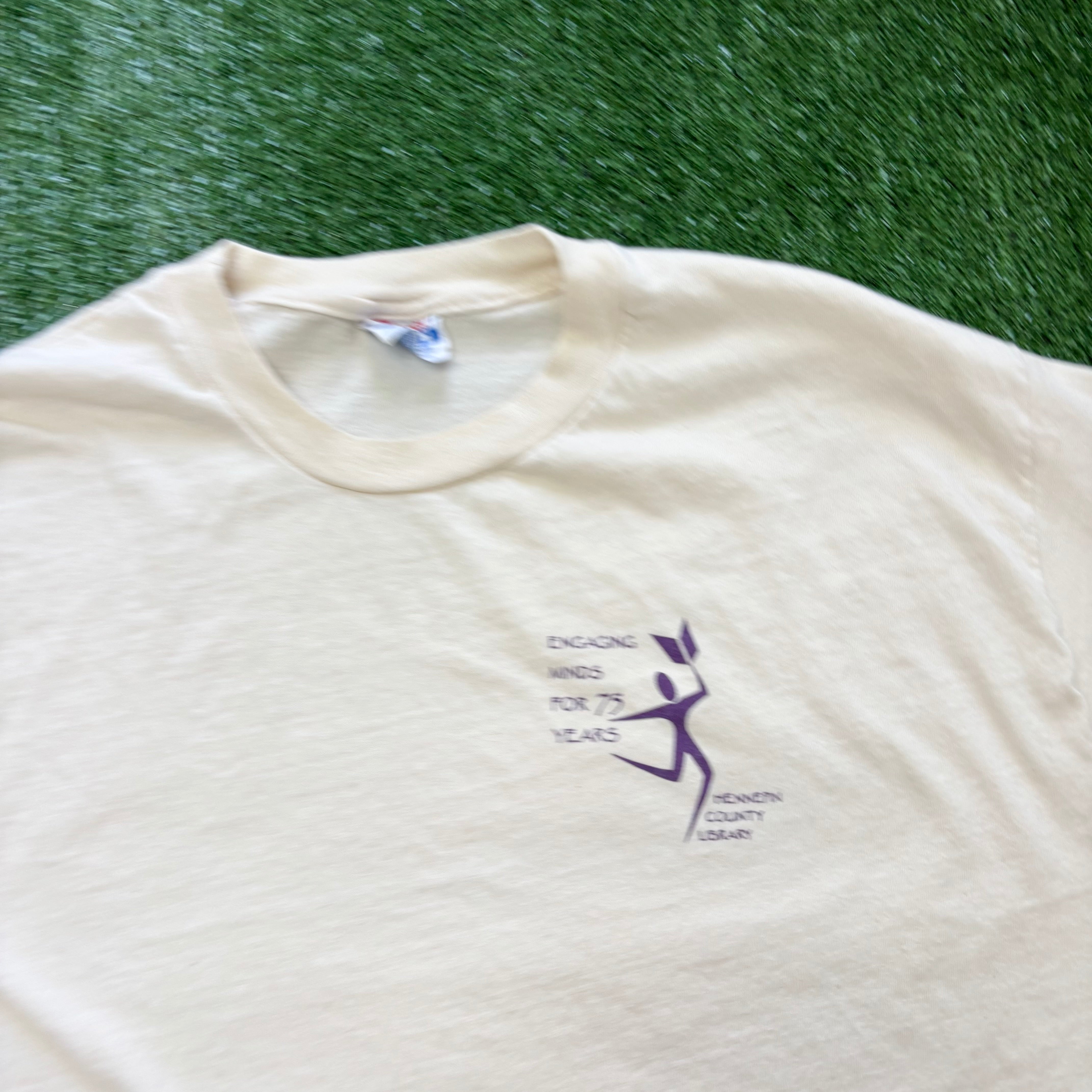 Vintage T Shirt Mens XL Cream Single Stitch Graphic Print 90s USA (E)