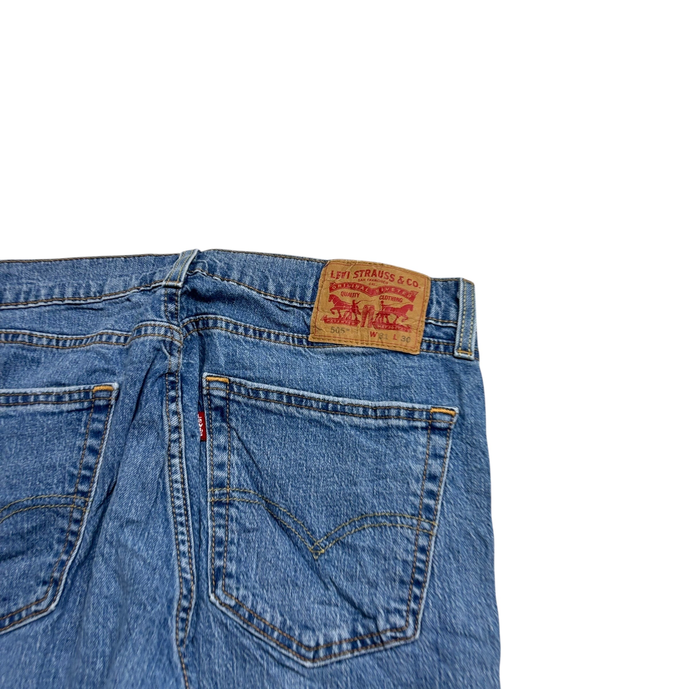 Levis 505 Jeans W31 L30 Mens Light Blue Regular Straight Fit Stretch Denim