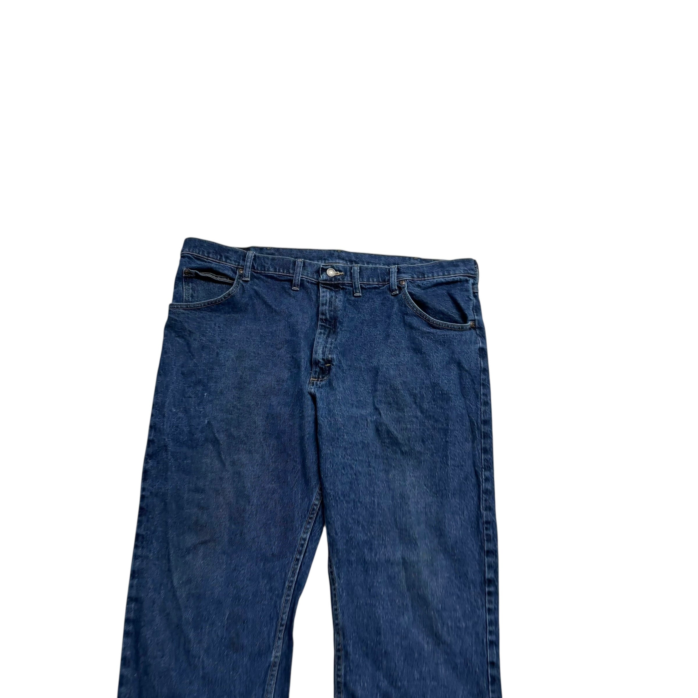 Wrangler Jeans W44 L30 Mens Mid Blue Regular Straight Fit Stretch Denim