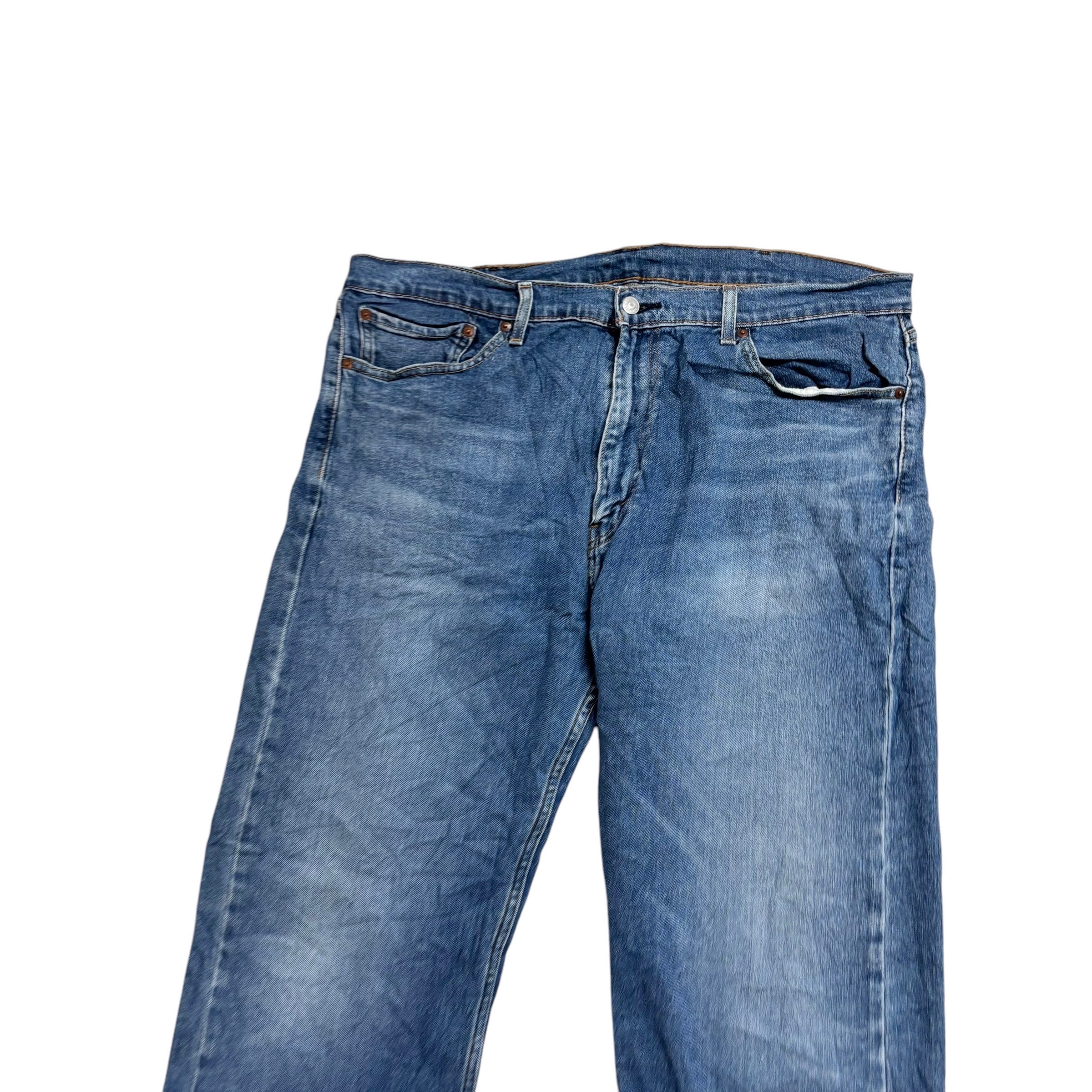 Levis 505 Jeans W40 L30 Mens Mid Blue Regular Straight Fit Stretch Denim (E)
