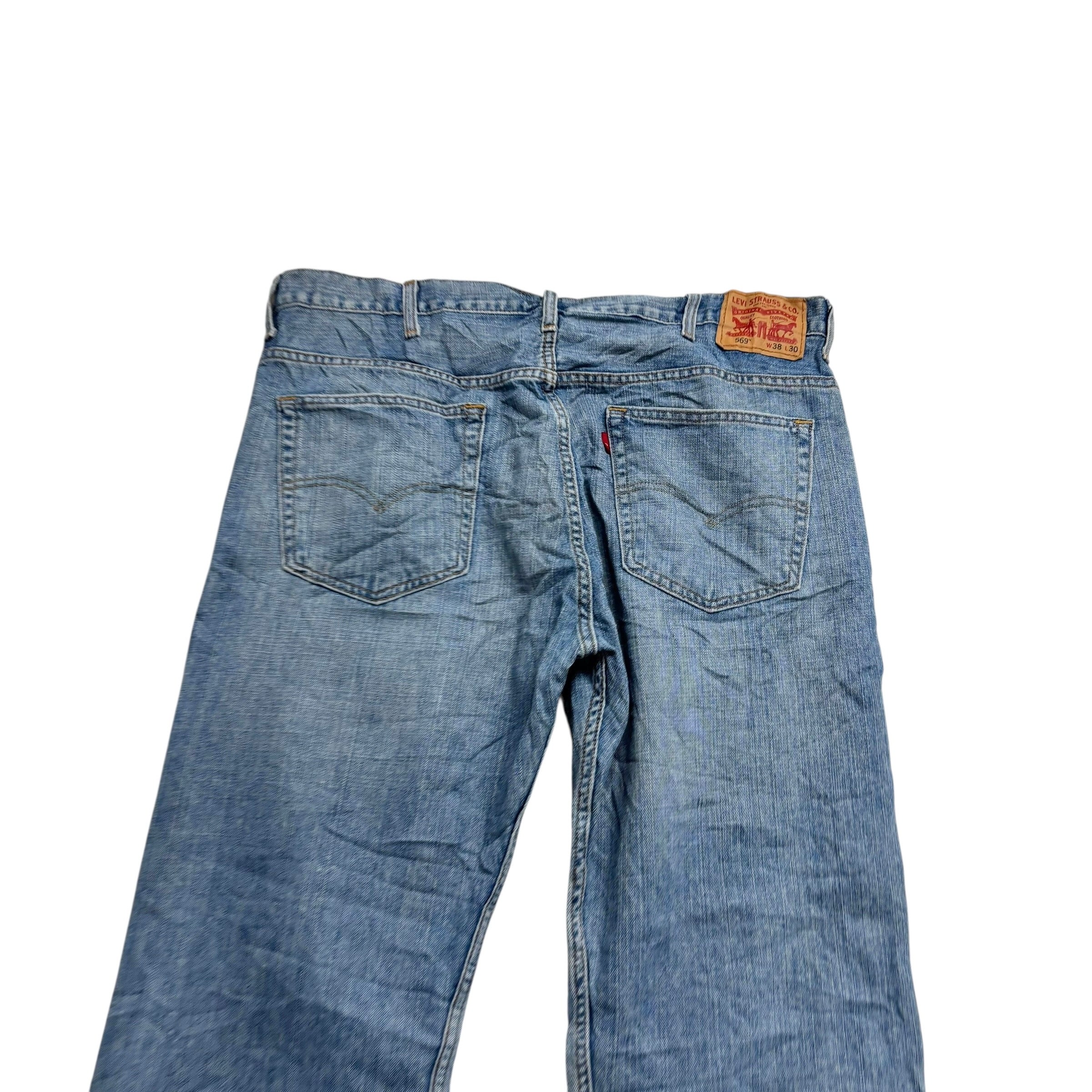 Levis 569 Jeans W38 L29 Mens Light Blue Baggy Relaxed Straight Fit Denim