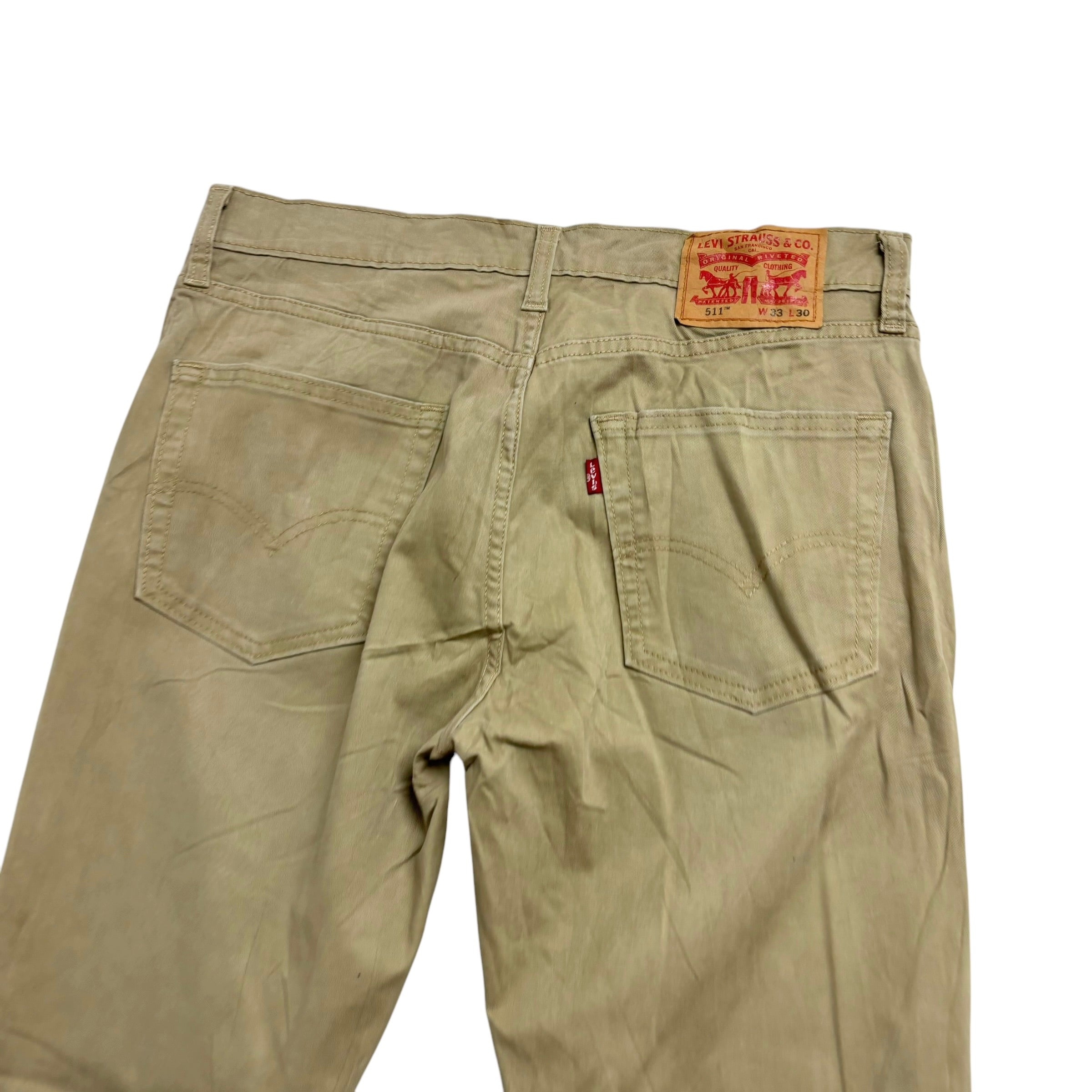 Levis 511 Trousers W33 L30 Mens Beige Tan Slim Fit Stretch Pants