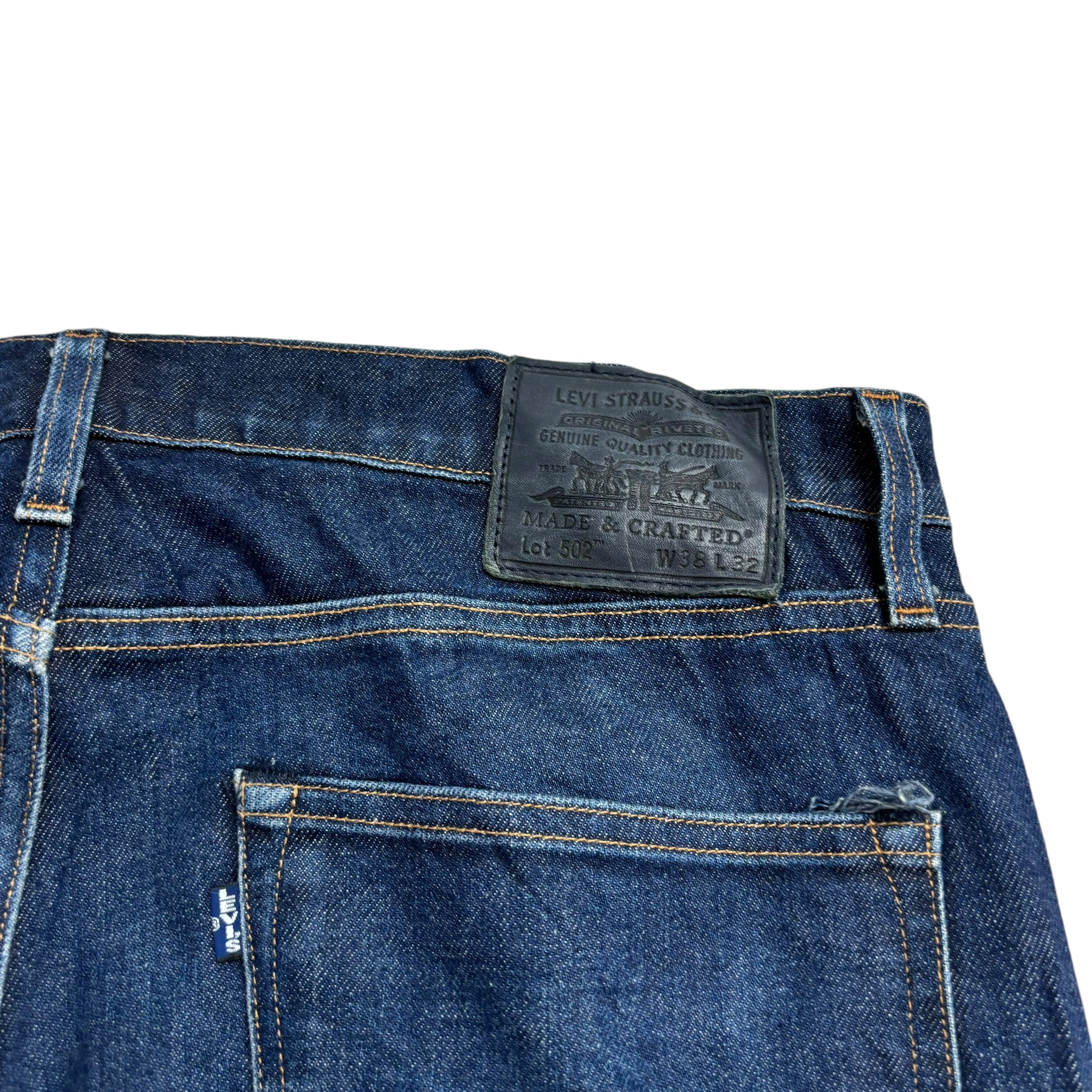 Levis 502 Jeans W38 L32 Mens Made & Crafted Selvedge Japanese Denim Stretch