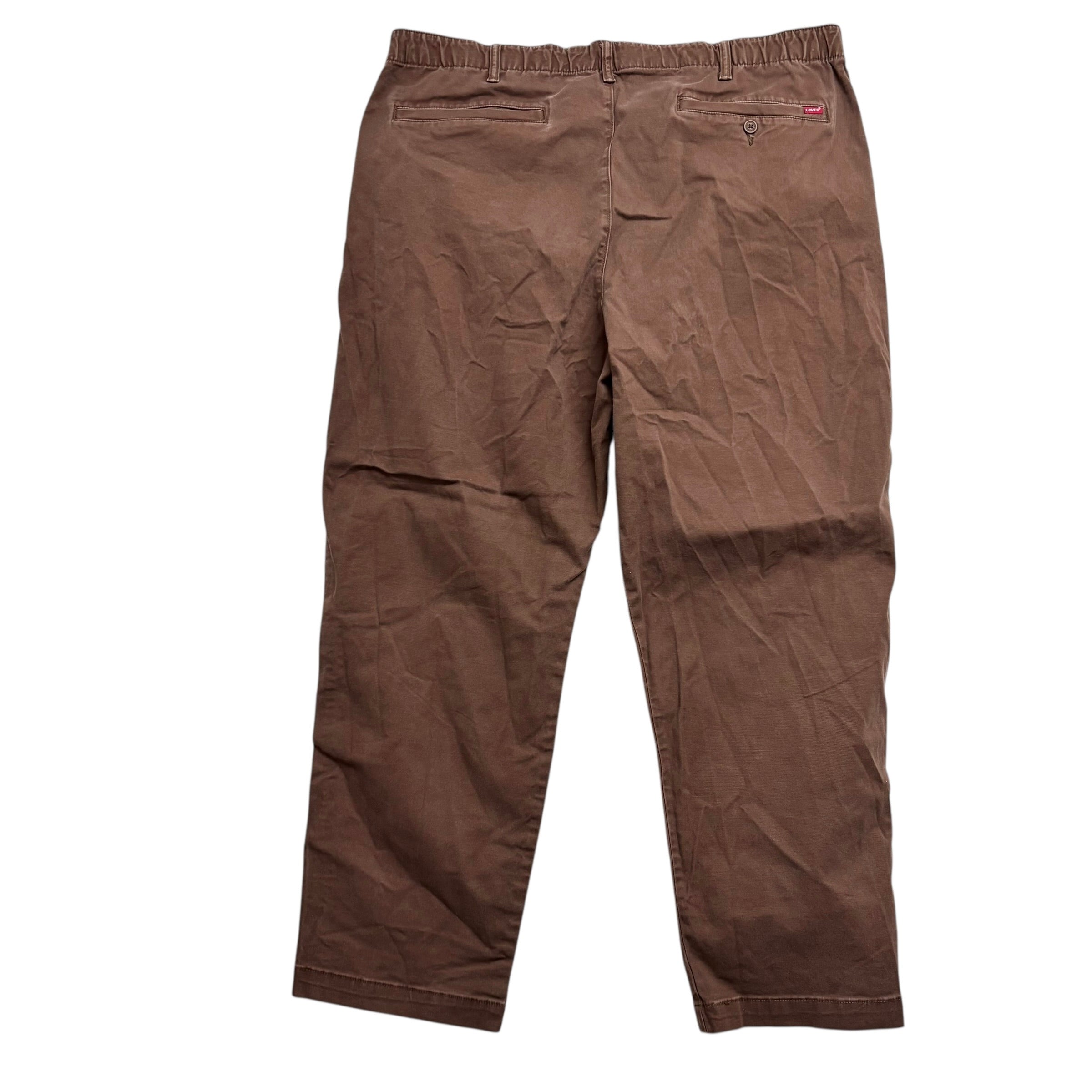 Levis XX Chino EZ Trousers XXL Mens Brown Regular Tapered Fit Stretch