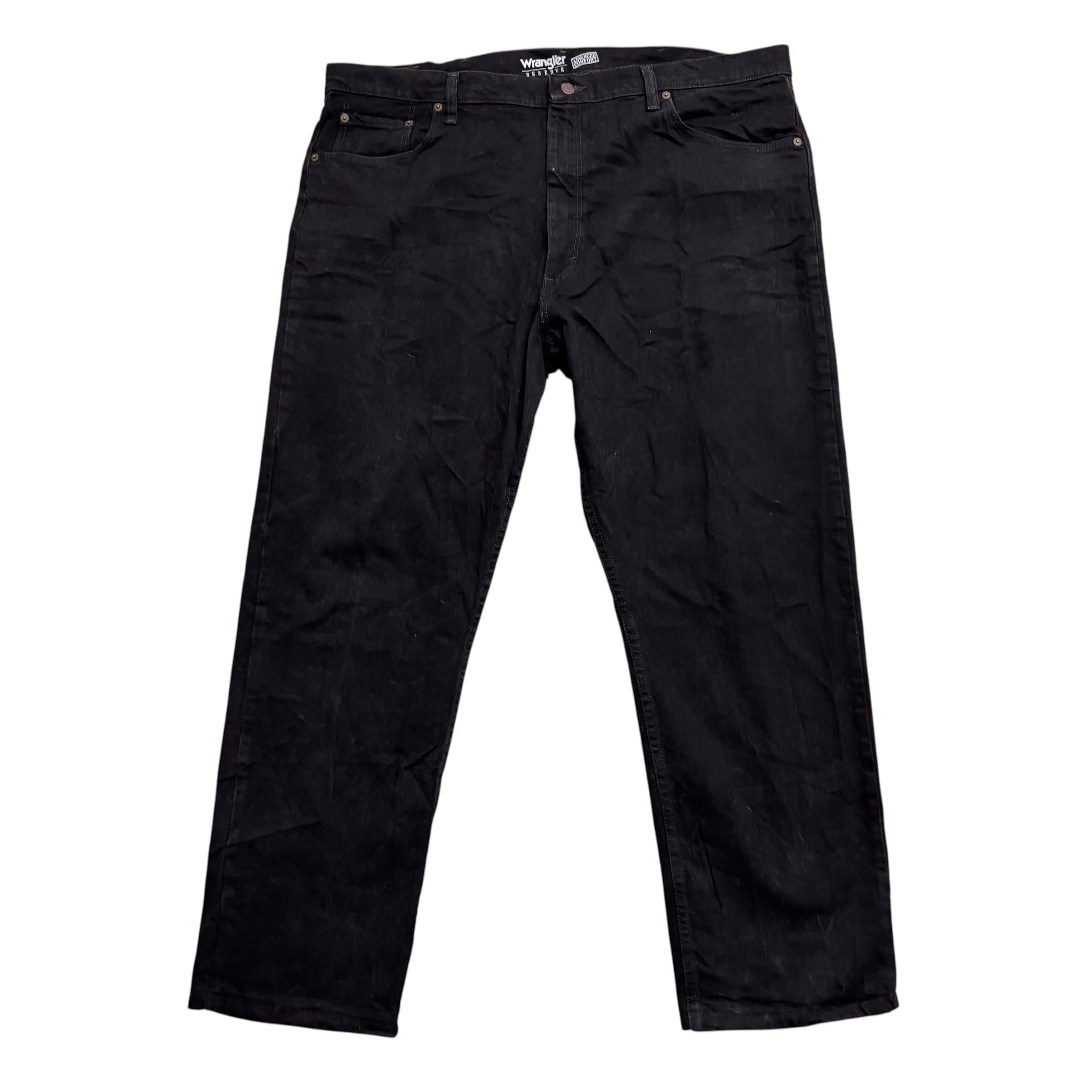 Wrangler Jeans W42 L30 Mens Black Relaxed Straight Fit Stretch Denim (E)
