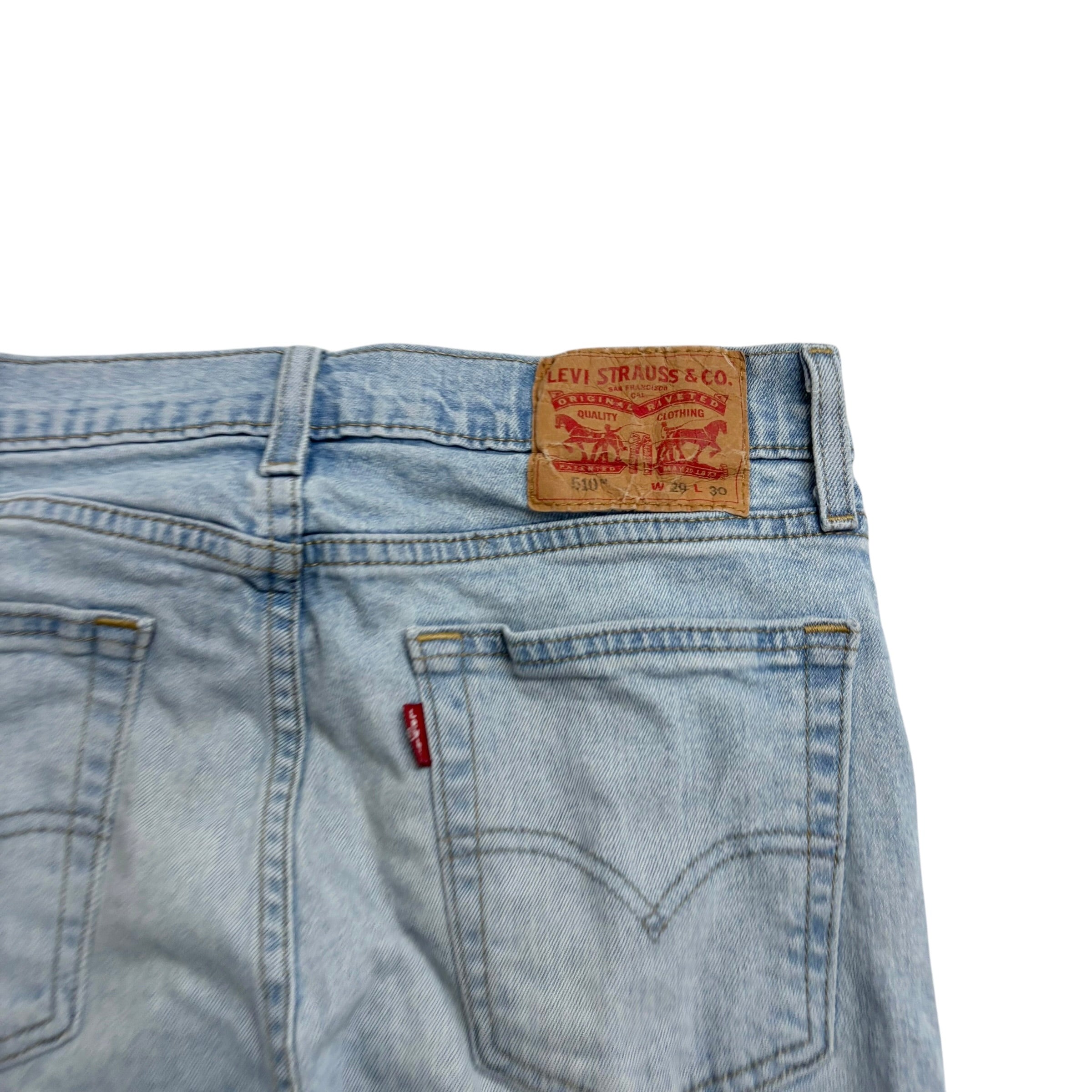 Levis 510 Jeans W29 L30 Mens Light Blue Skinny Fit Stretch Denim (E)