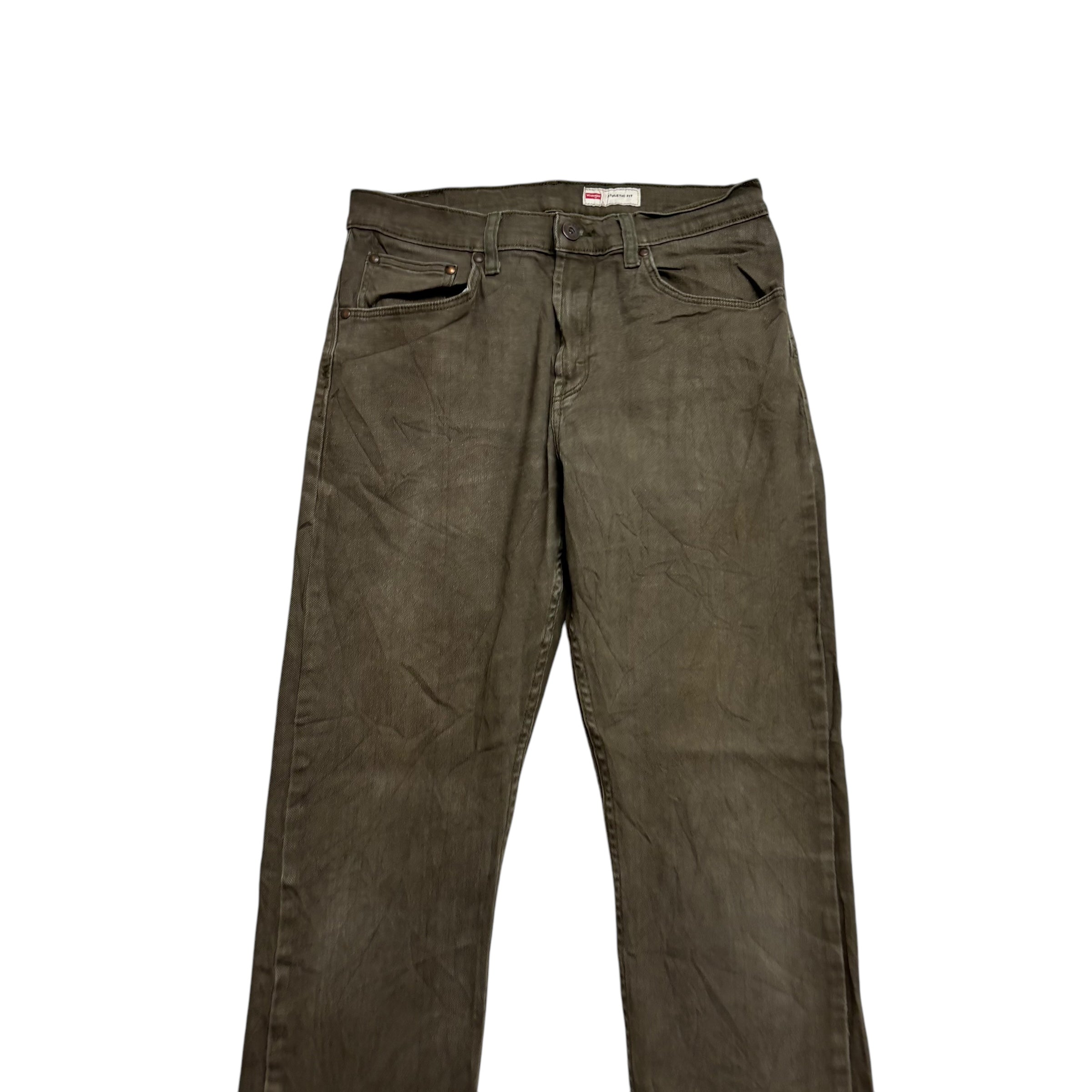 Wrangler Jeans W30 L32 Mens Green Athletic Tapered Fit Stretch Denim (E)