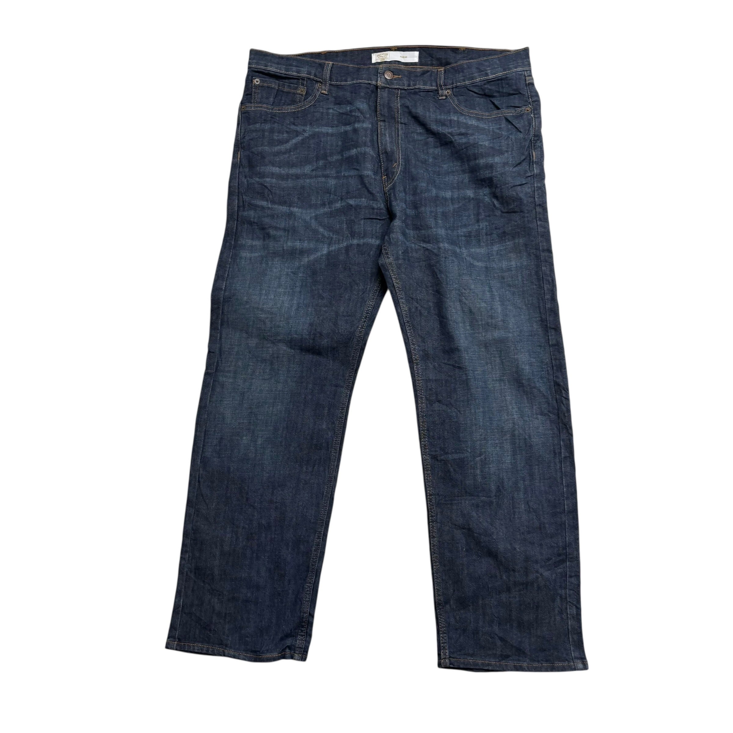 Levis Signature Jeans W40 L30 Mens Dark Blue Regular Straight Stretch Denim (E)