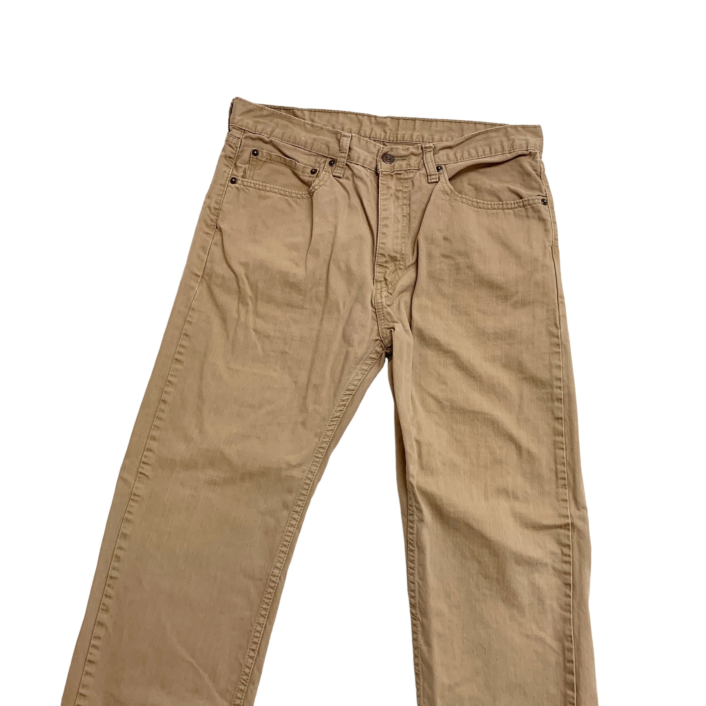 Levis 505 Trousers W34 L28 Mens Beige Tan Regular Straight Fit Cotton Pants