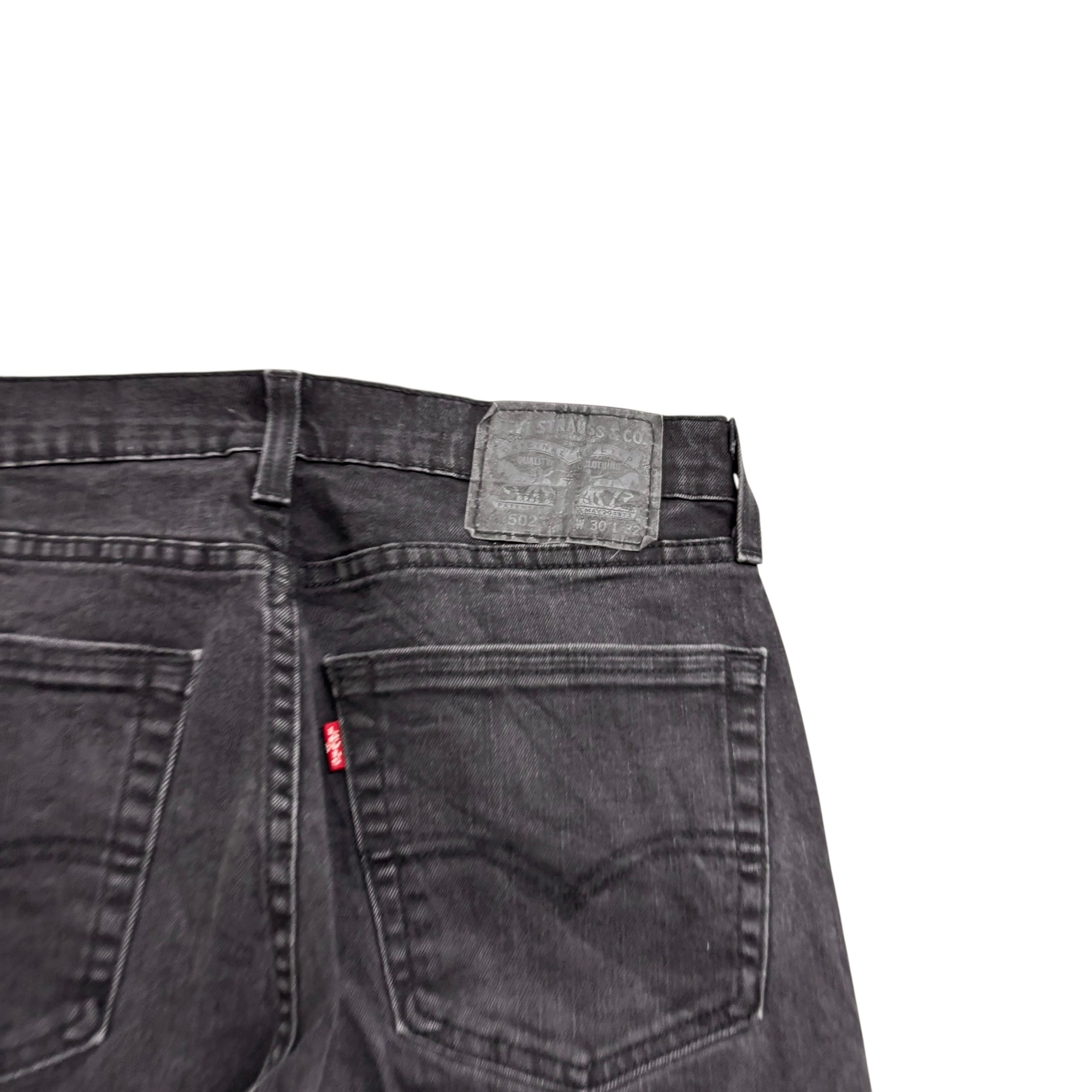 Levis 502 Jeans W30 L31 Mens Black Regular Tapered Fit Stretch Denim