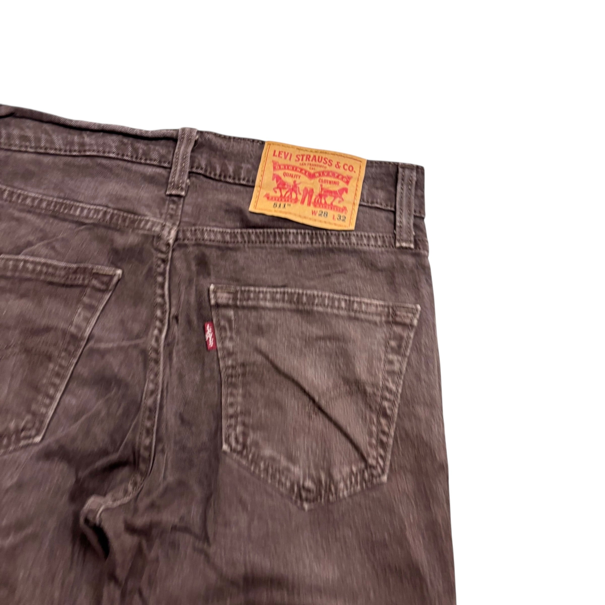 Levis 511 Jeans W28 L32 Mens Brown Slim Fit Stretch Denim