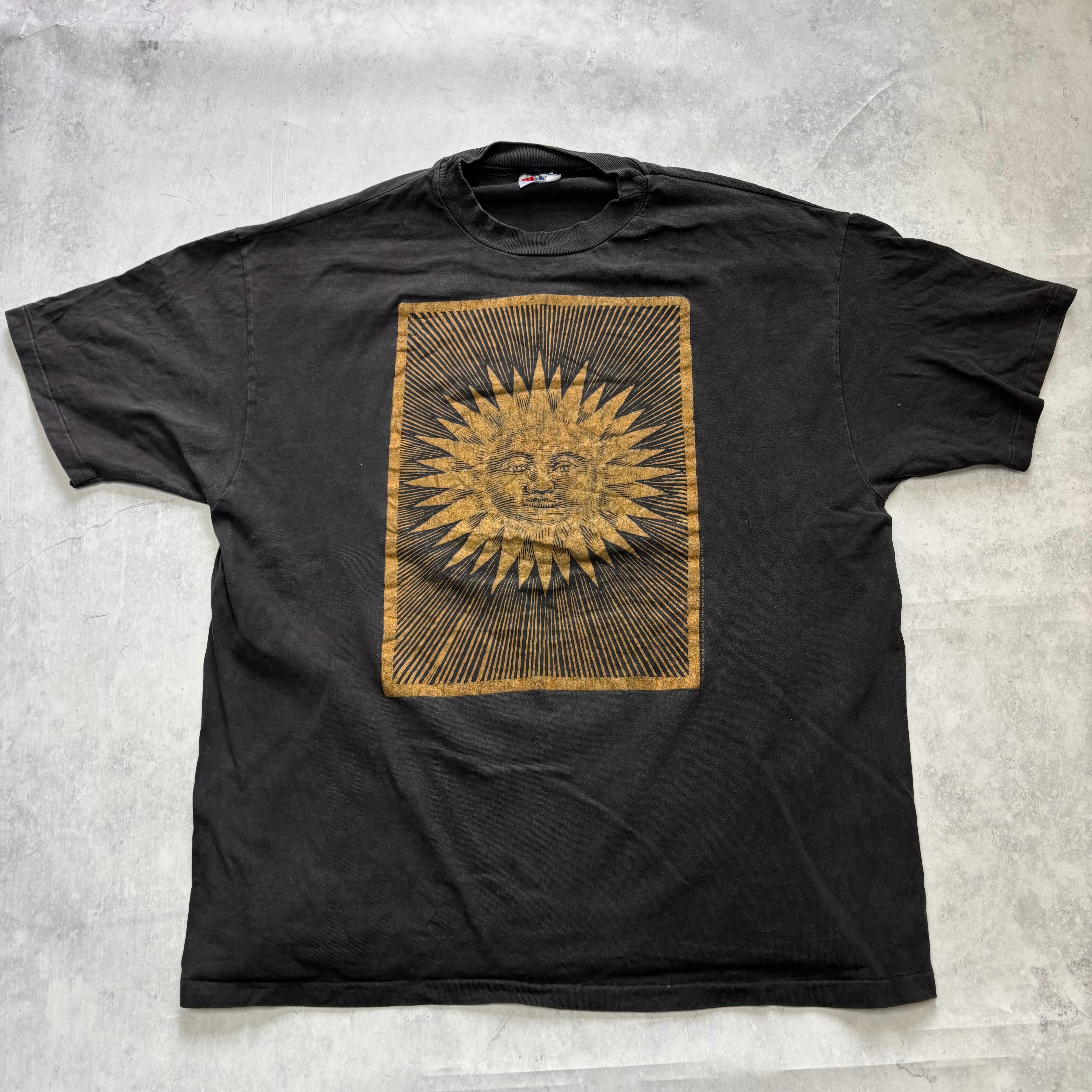 Vintage T Shirt Mens XL Black Single Stitch Graphic Print 90s Sun USA