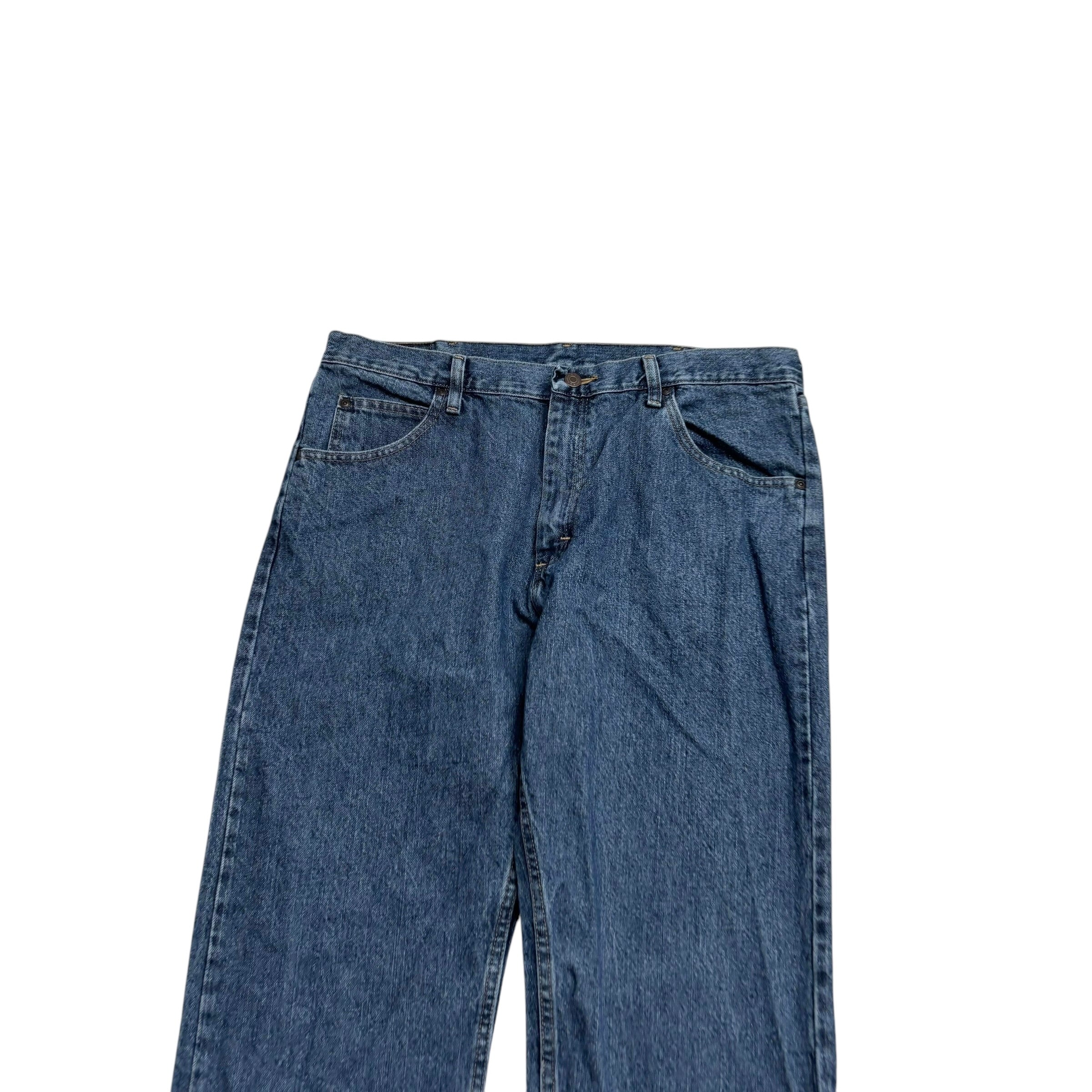Wrangler Jeans W36 L30 Mens Mid Blue Regular Straight Fit Denim (E)