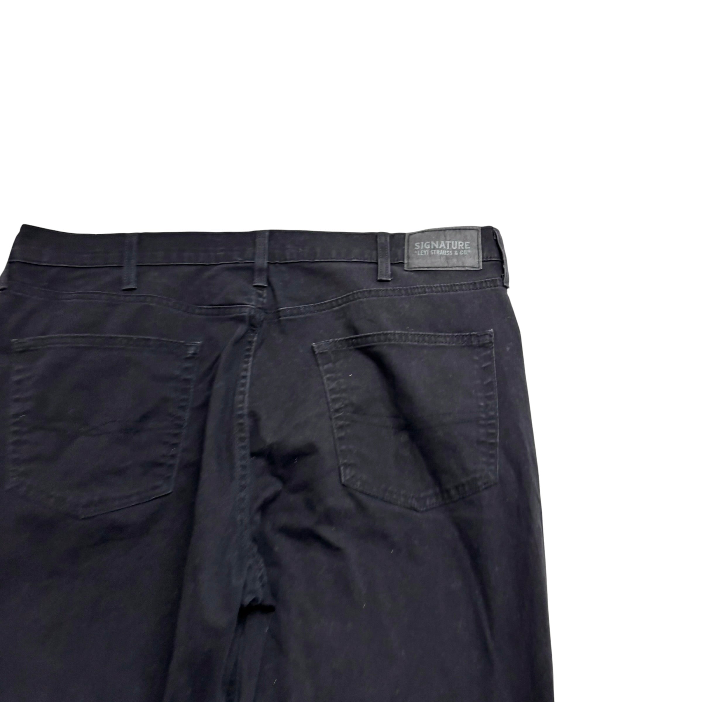 Levis Signature Trousers W38 L30 Mens Black Athletic Fit Stretch Pants (E)