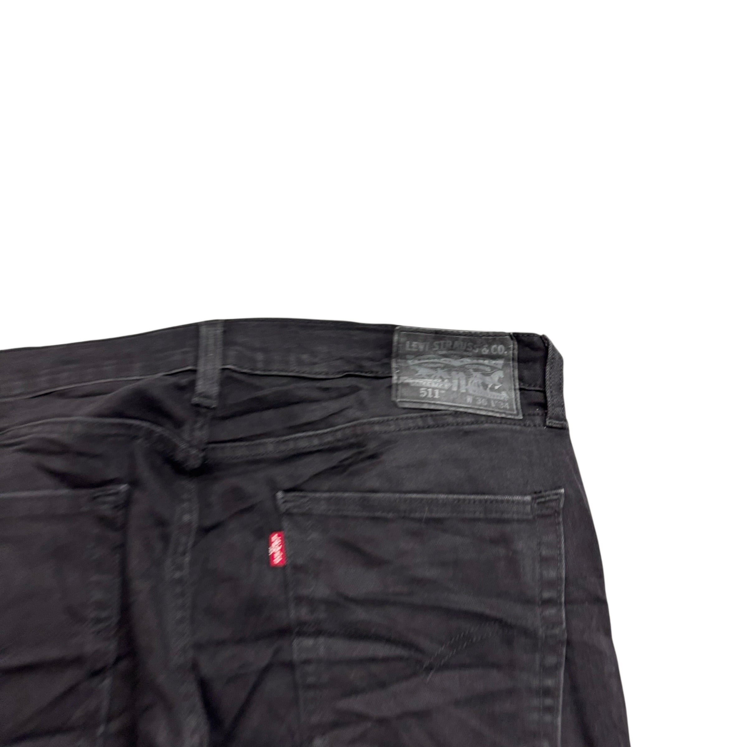 Levis 511 Jeans W36 L34 Mens Black Slim Fit Stretch Denim (E)