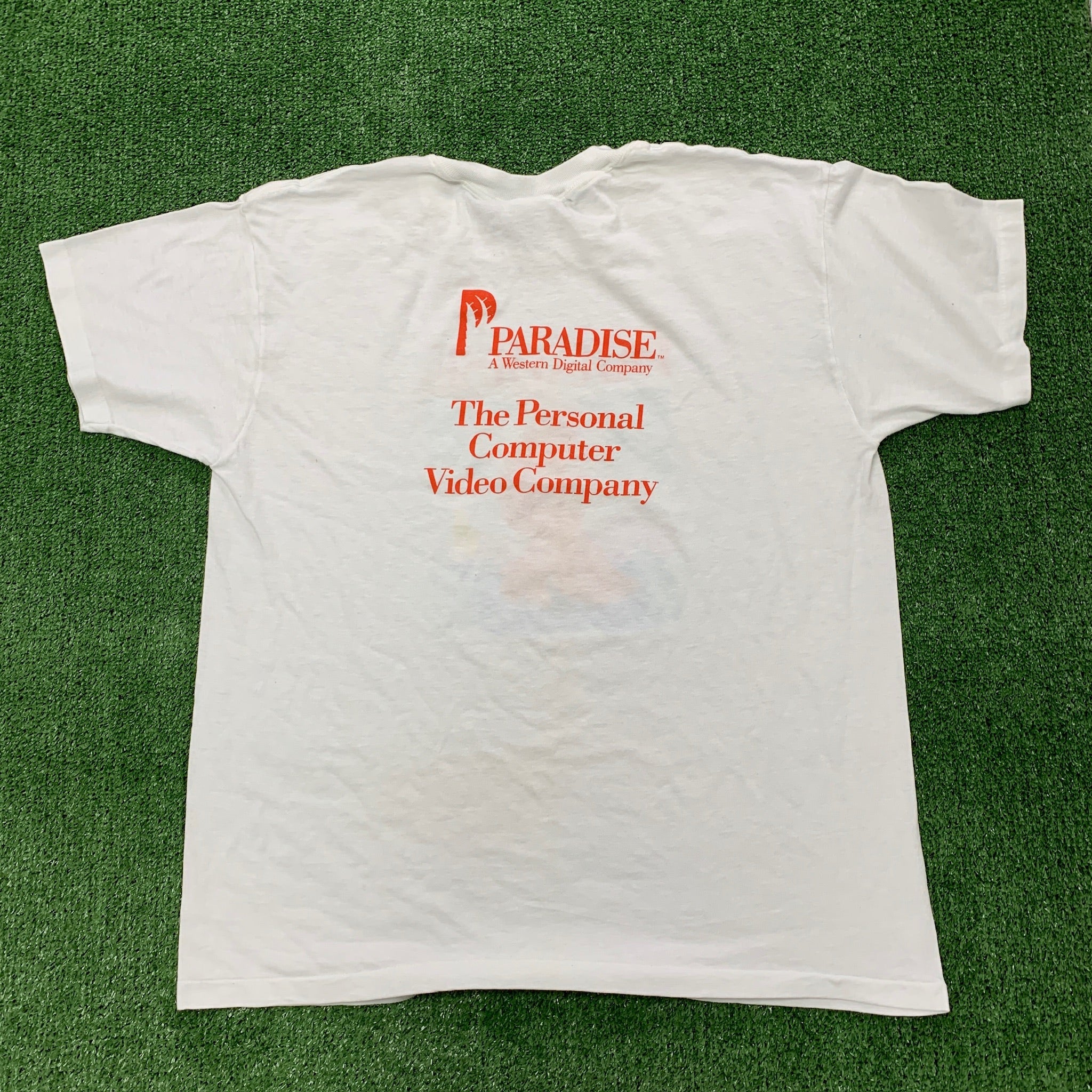 Vintage T Shirt Mens Large White Single Stitch Graphic Print 90s USA Tourist