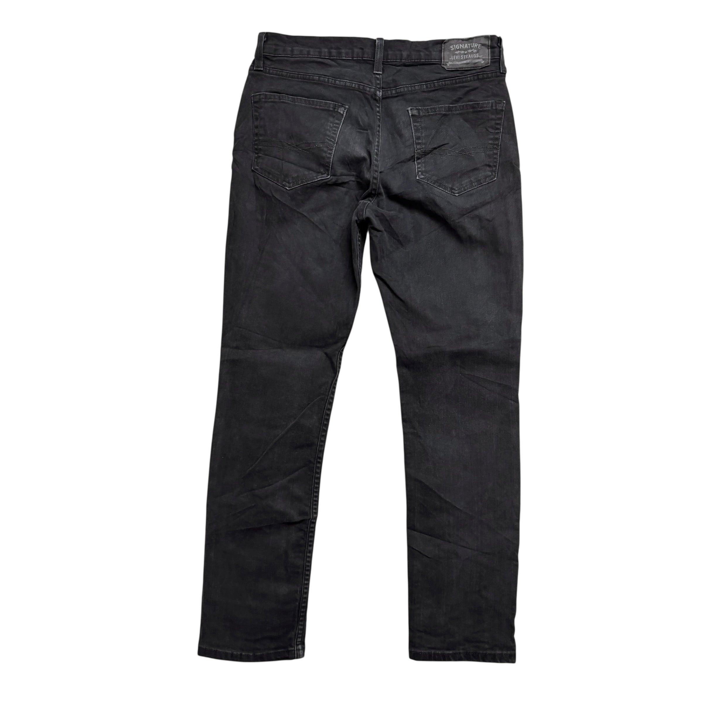 Levis Signature Jeans W33 L29 Mens Black Skinny Fit Stretch Denim