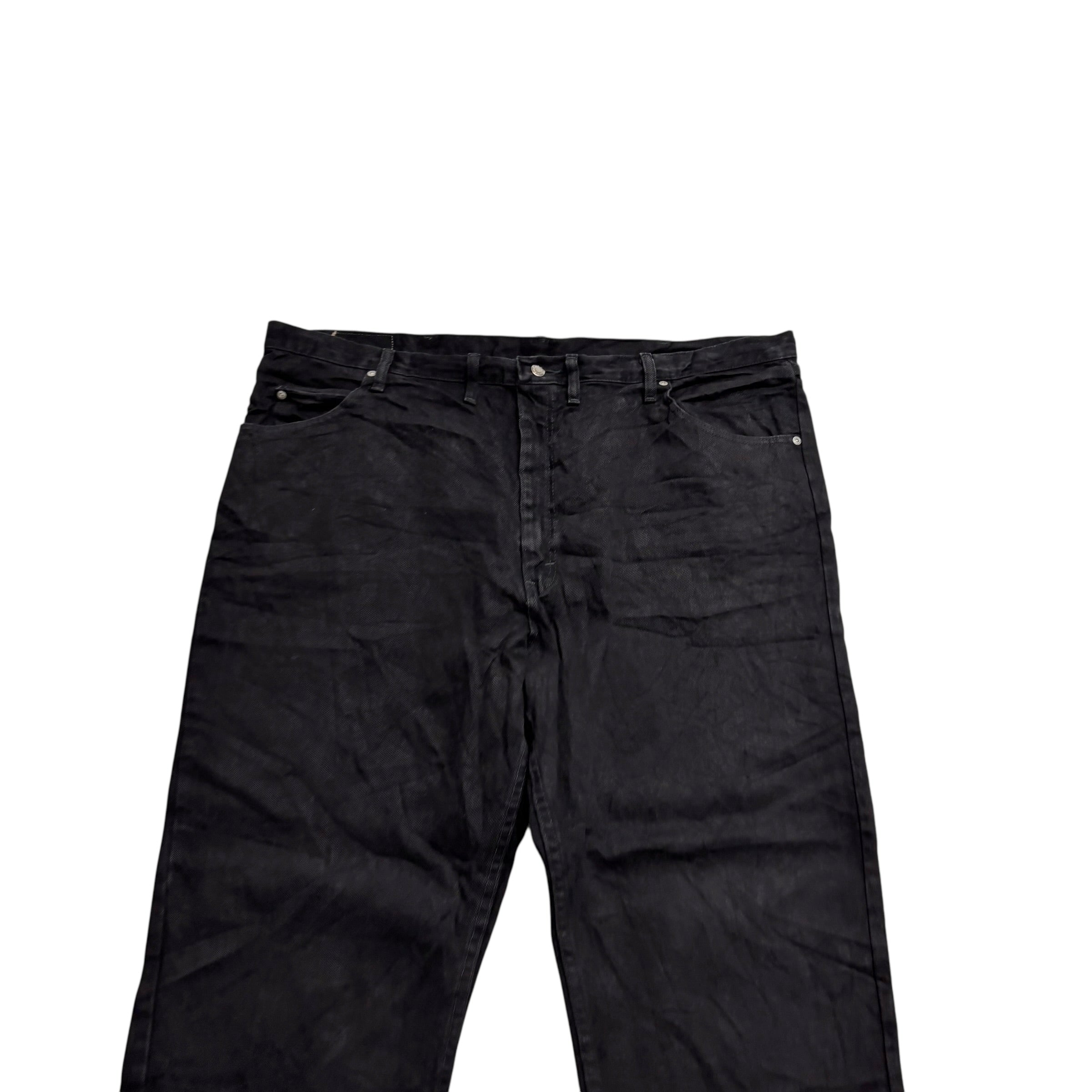 Wrangler Jeans W46 L30 Mens Black Relaxed Straight Fit Denim (E)