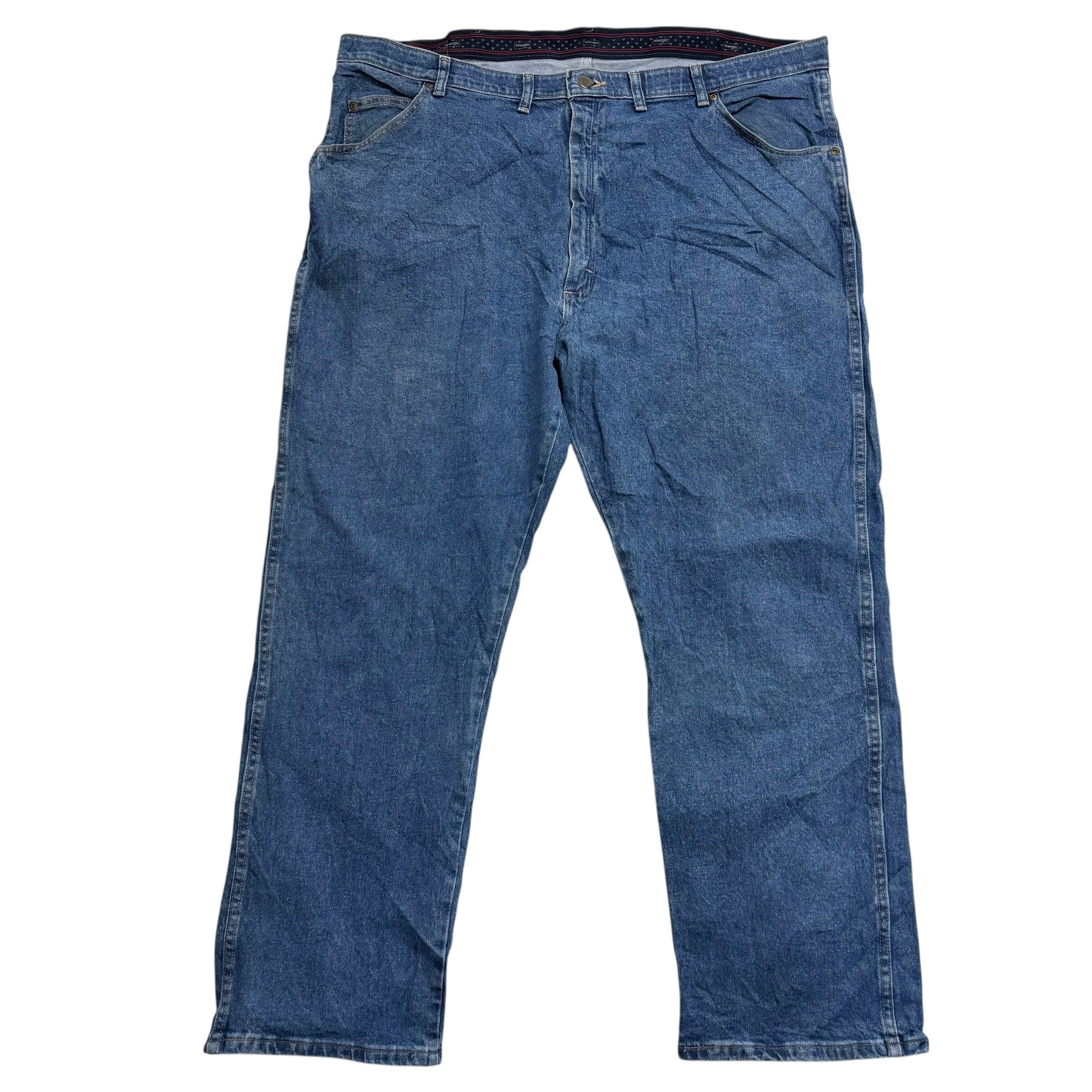 Wrangler Jeans W44 L30 Mens Mid Blue Relaxed Straight Fit Stretch Denim (E)