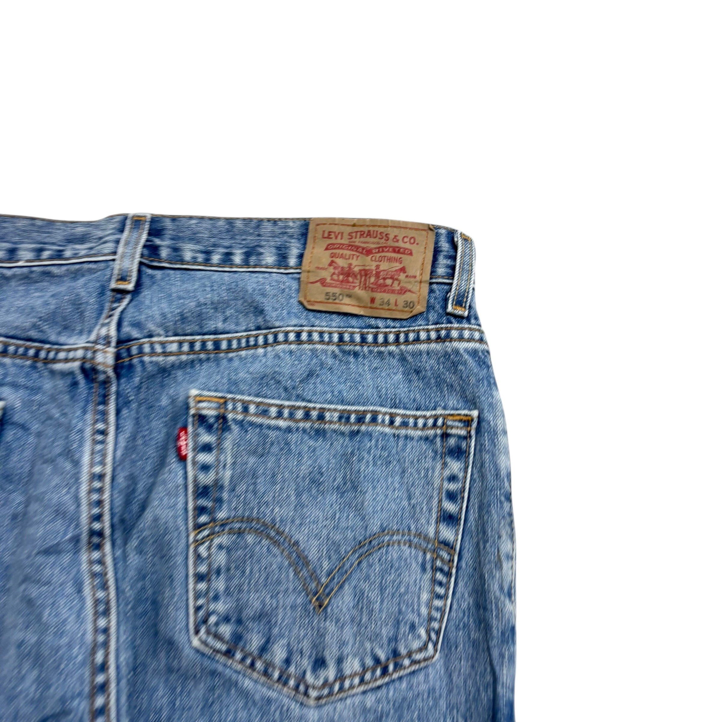 Levis 550 Jeans W34 L30 Mens Light Blue Baggy Relaxed Straight Vintage Denim (E)