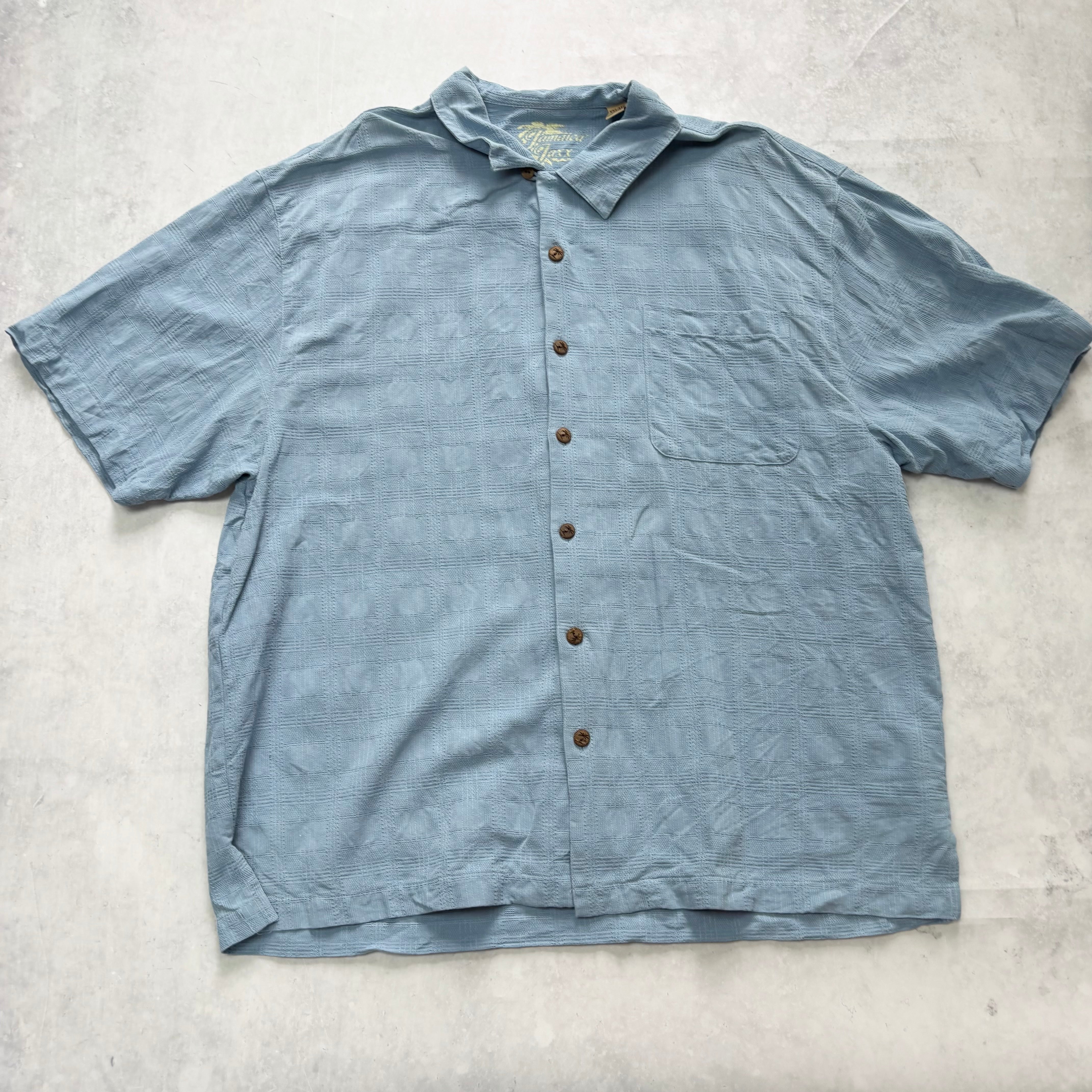 Vintage Slik Shirt Mens XXL Blue Check Short Sleeve (E)