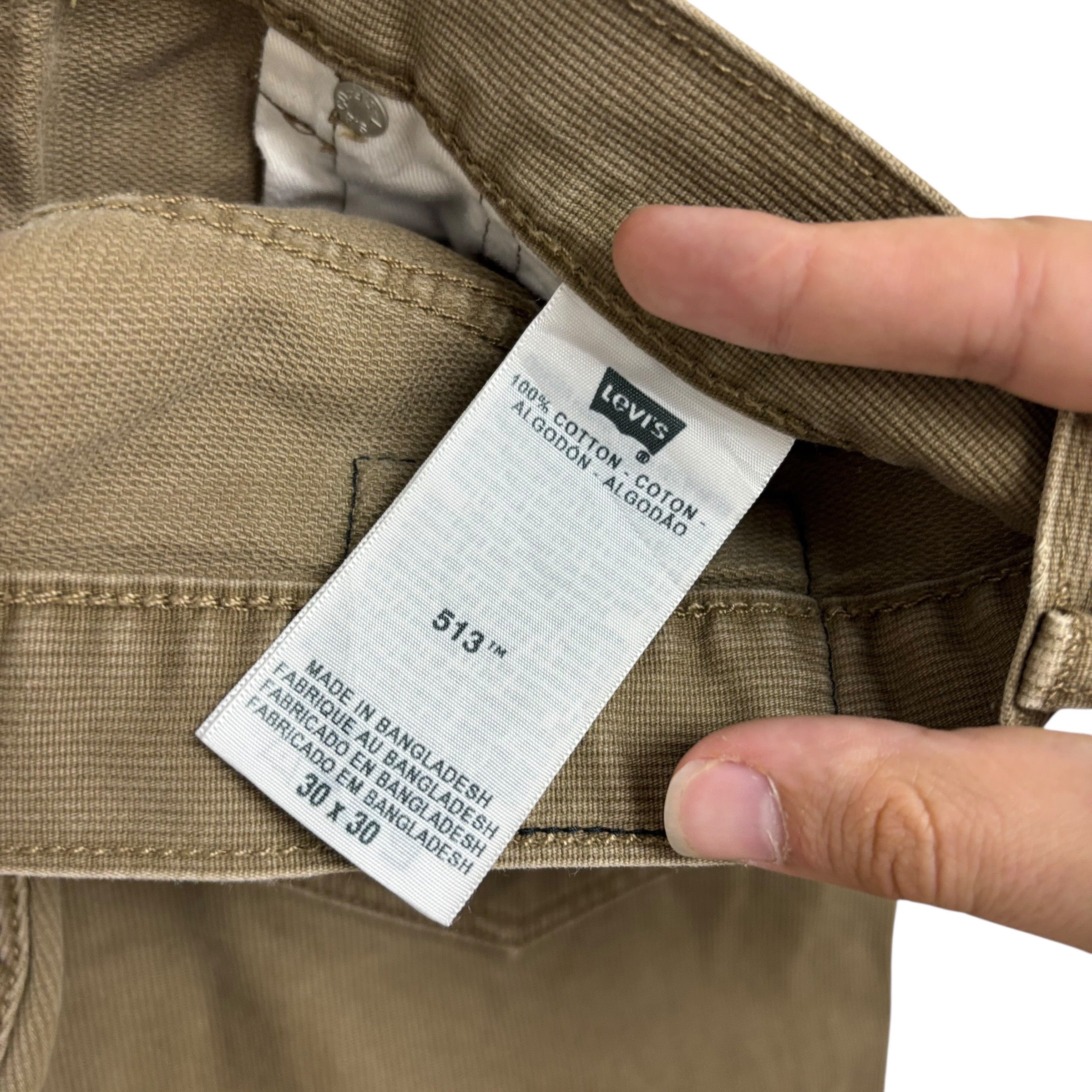 Levis 513 Corduroy Trousers W30 L30 Mens Olive Green Slim Straight Fit (F)